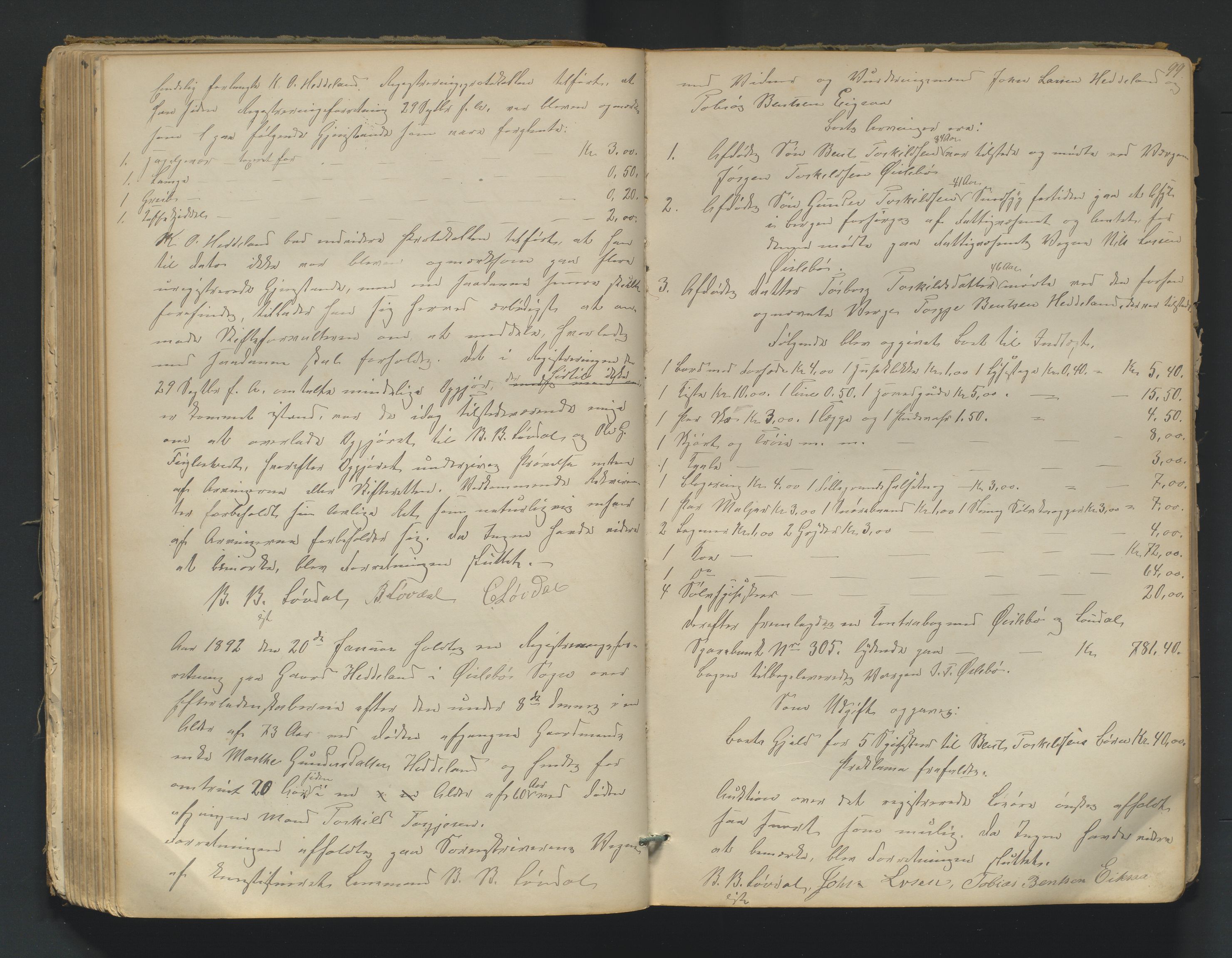 Mandal sorenskriveri, AV/SAK-1221-0005/001/H/Hc/L0049: Skifteregistreringsprotokoll nr 5 Øyslebø og Laudal, 1870-1920, p. 99