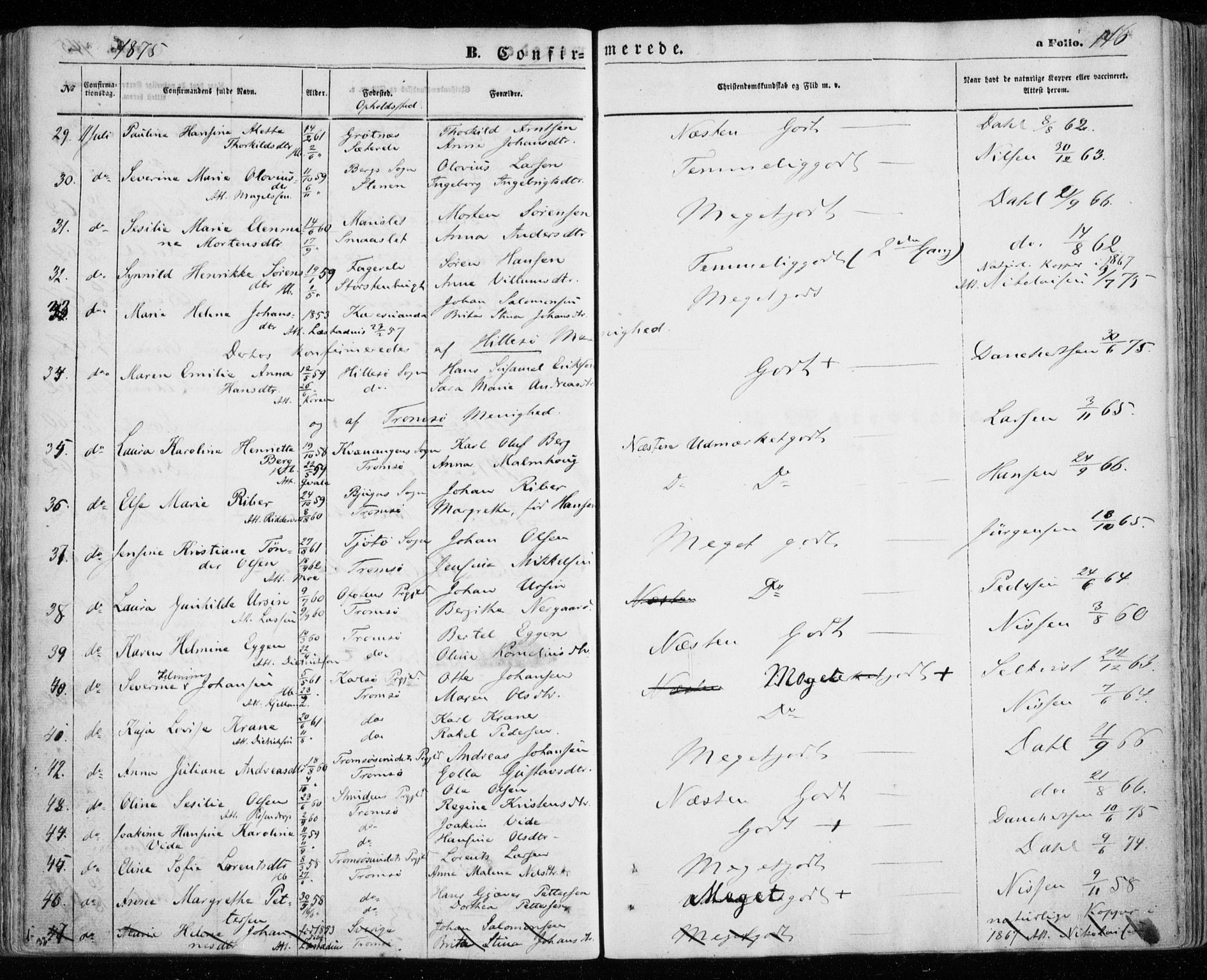 Tromsøysund sokneprestkontor, SATØ/S-1304/G/Ga/L0002kirke: Parish register (official) no. 2, 1867-1875, p. 146