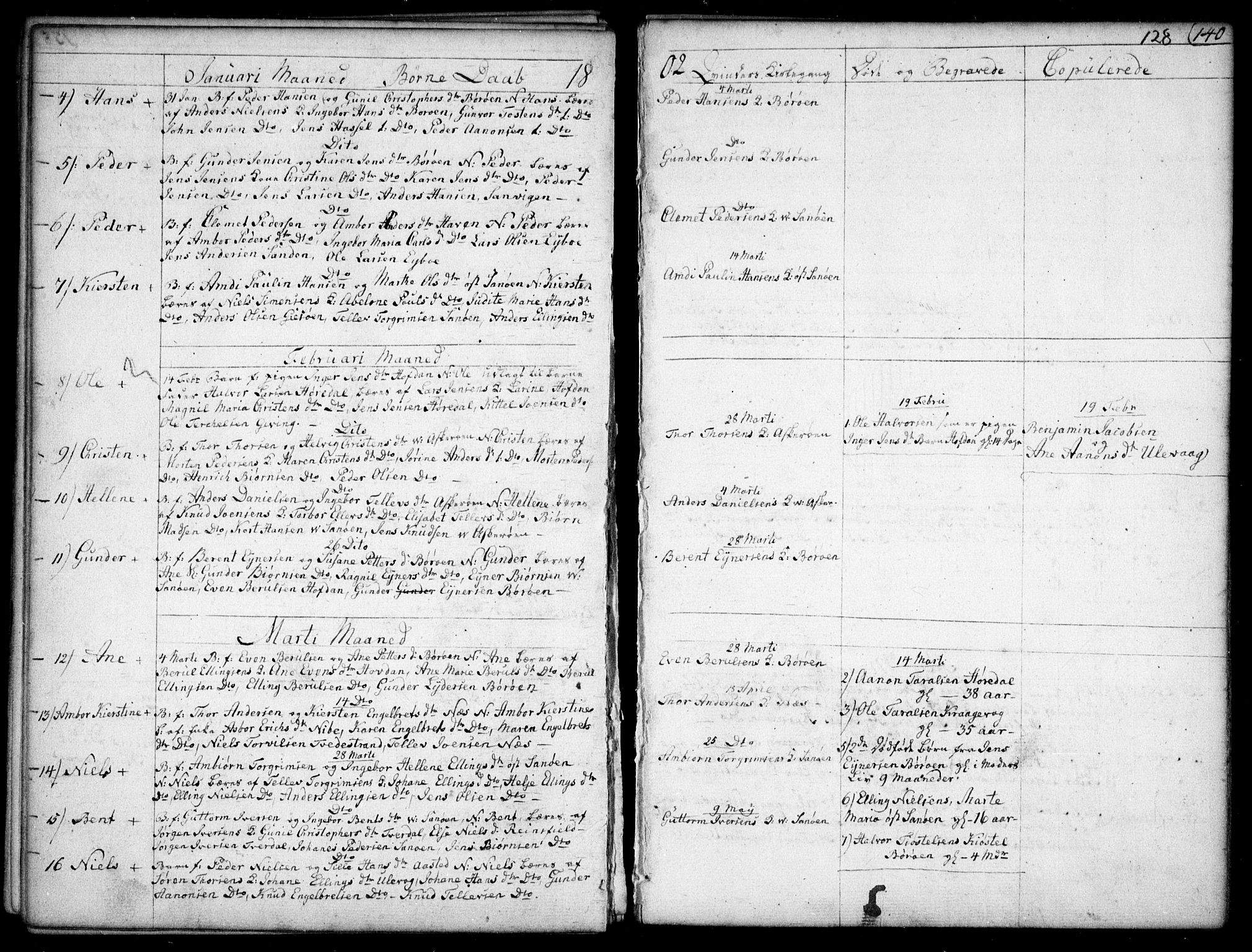 Dypvåg sokneprestkontor, SAK/1111-0007/F/Fb/Fba/L0007: Parish register (copy) no. B 7, 1762-1810, p. 128