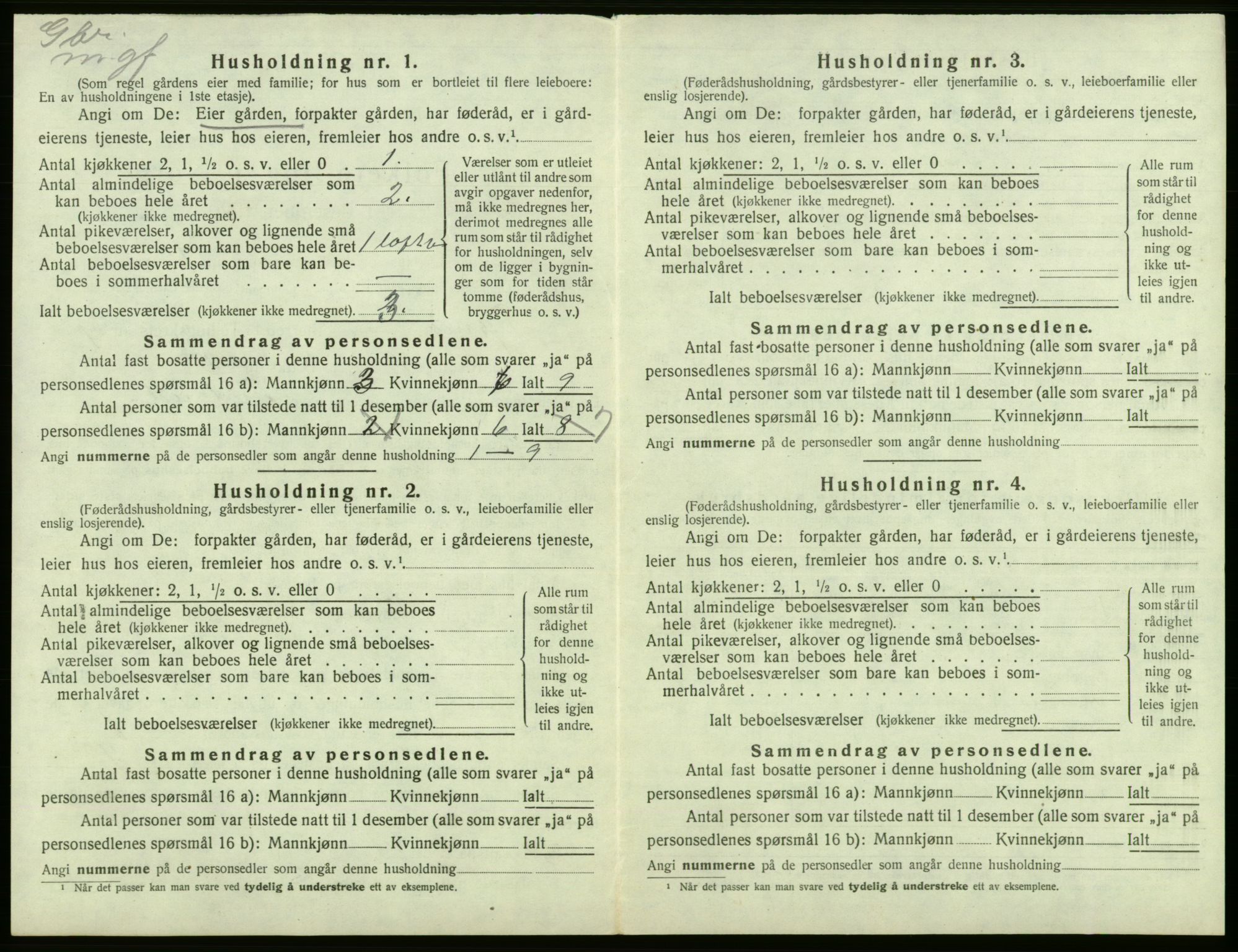 SAB, 1920 census for Tysnes, 1920, p. 825