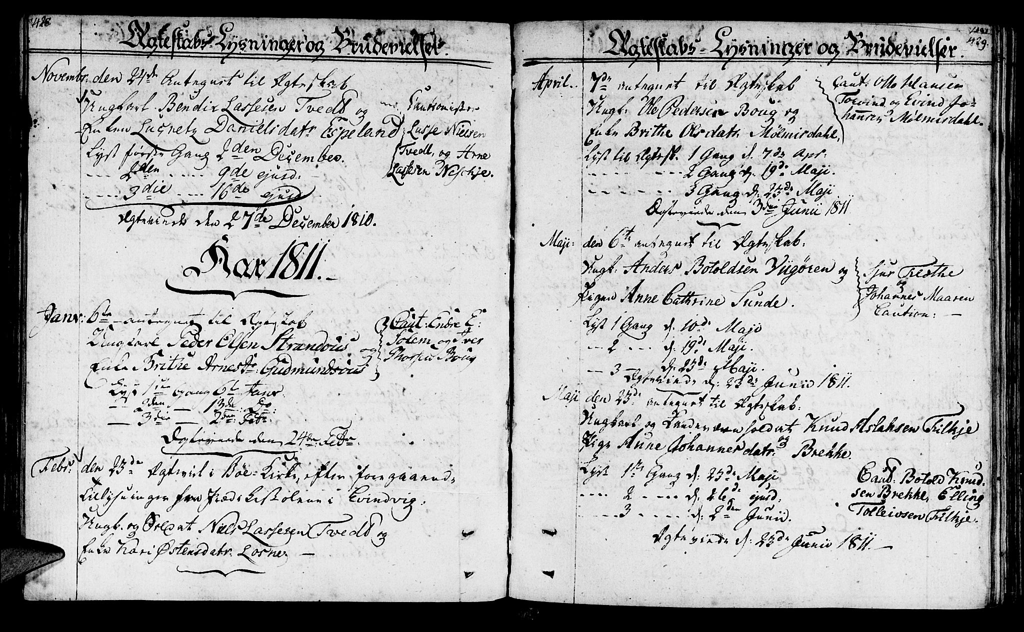 Lavik sokneprestembete, AV/SAB-A-80901: Parish register (official) no. A 1, 1809-1822, p. 428-429