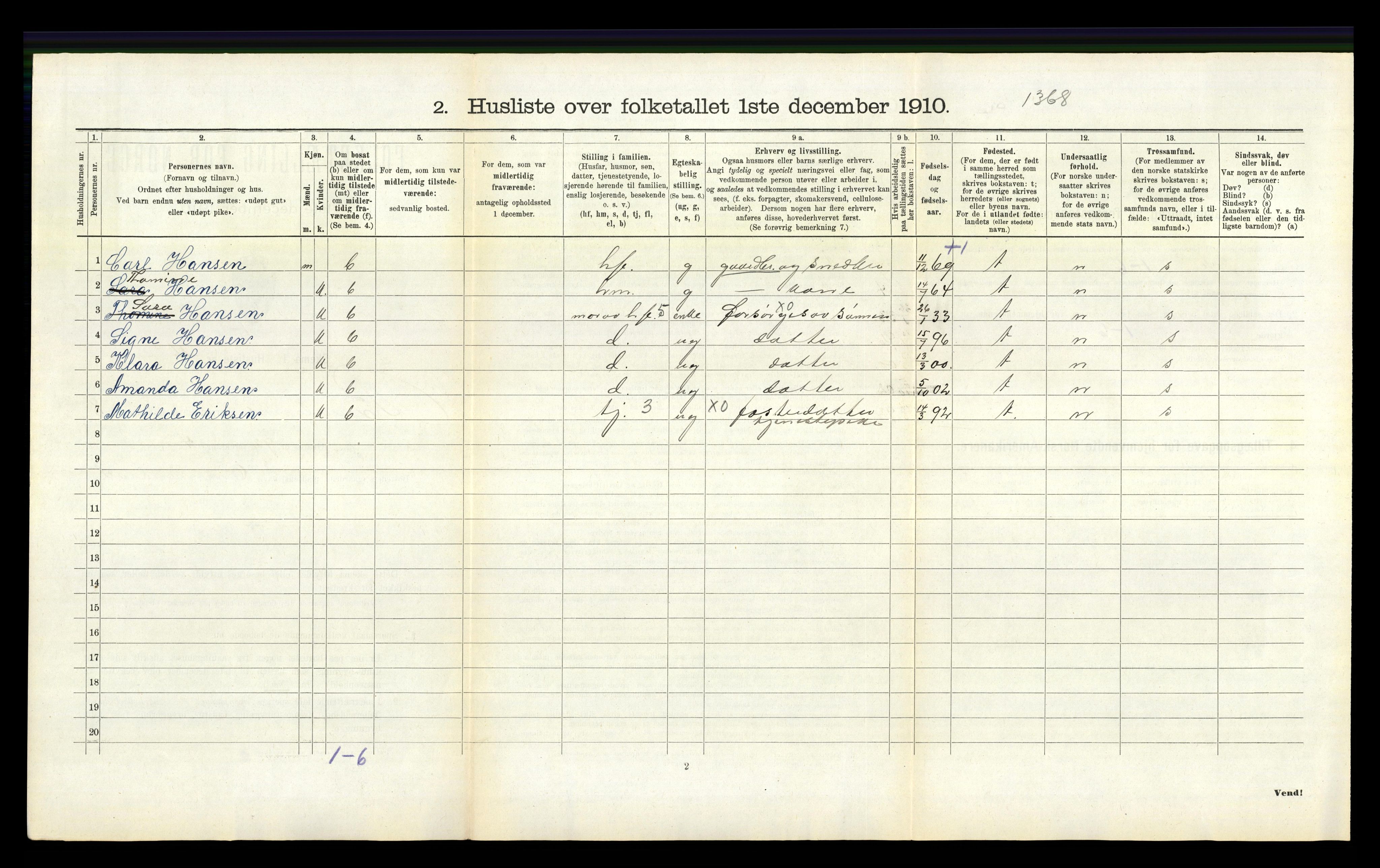 RA, 1910 census for Brunlanes, 1910, p. 1066