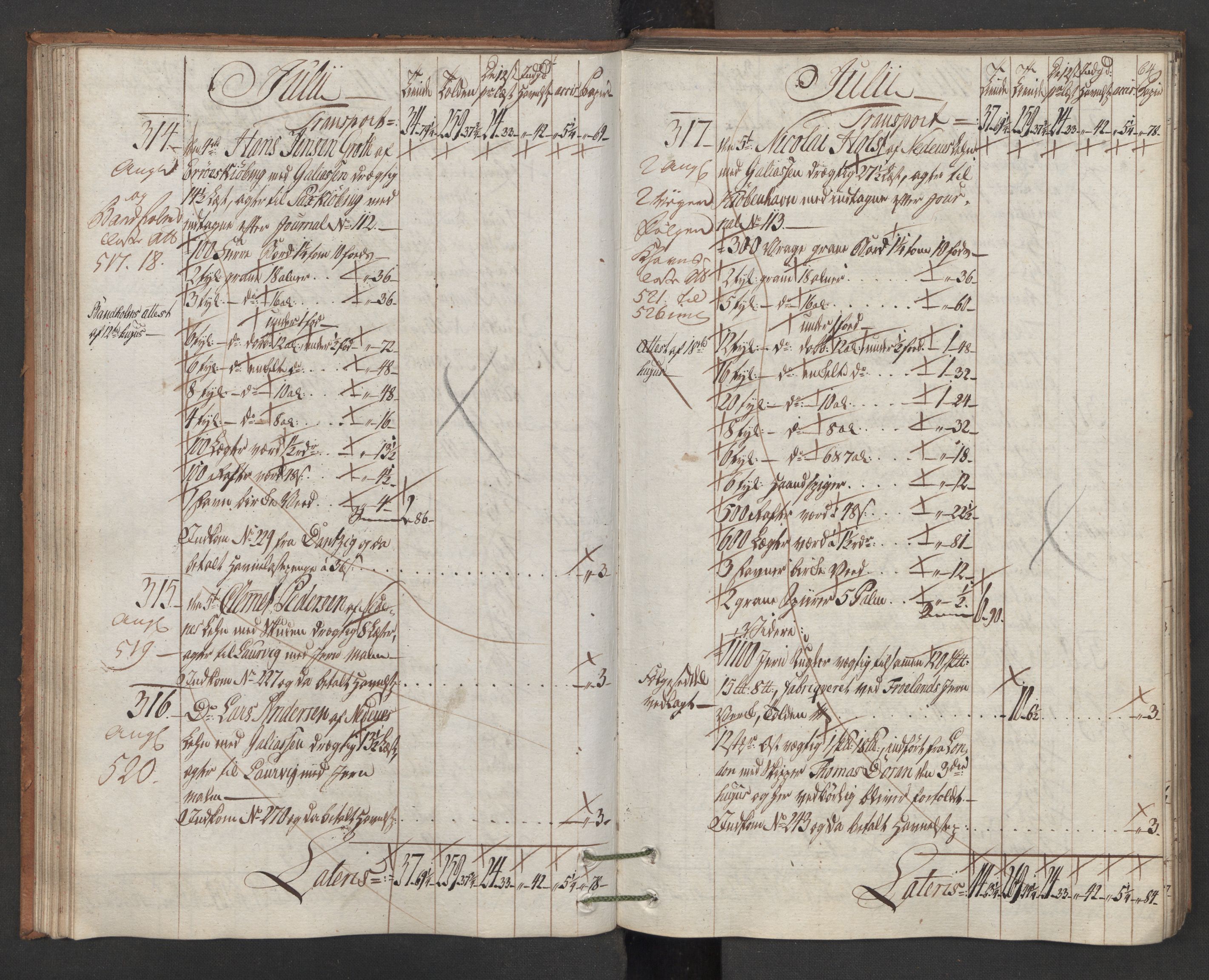 Generaltollkammeret, tollregnskaper, AV/RA-EA-5490/R15/L0105/0002: Tollregnskaper Arendal / Utgående hovedtollbok, 1786, p. 63b-64a