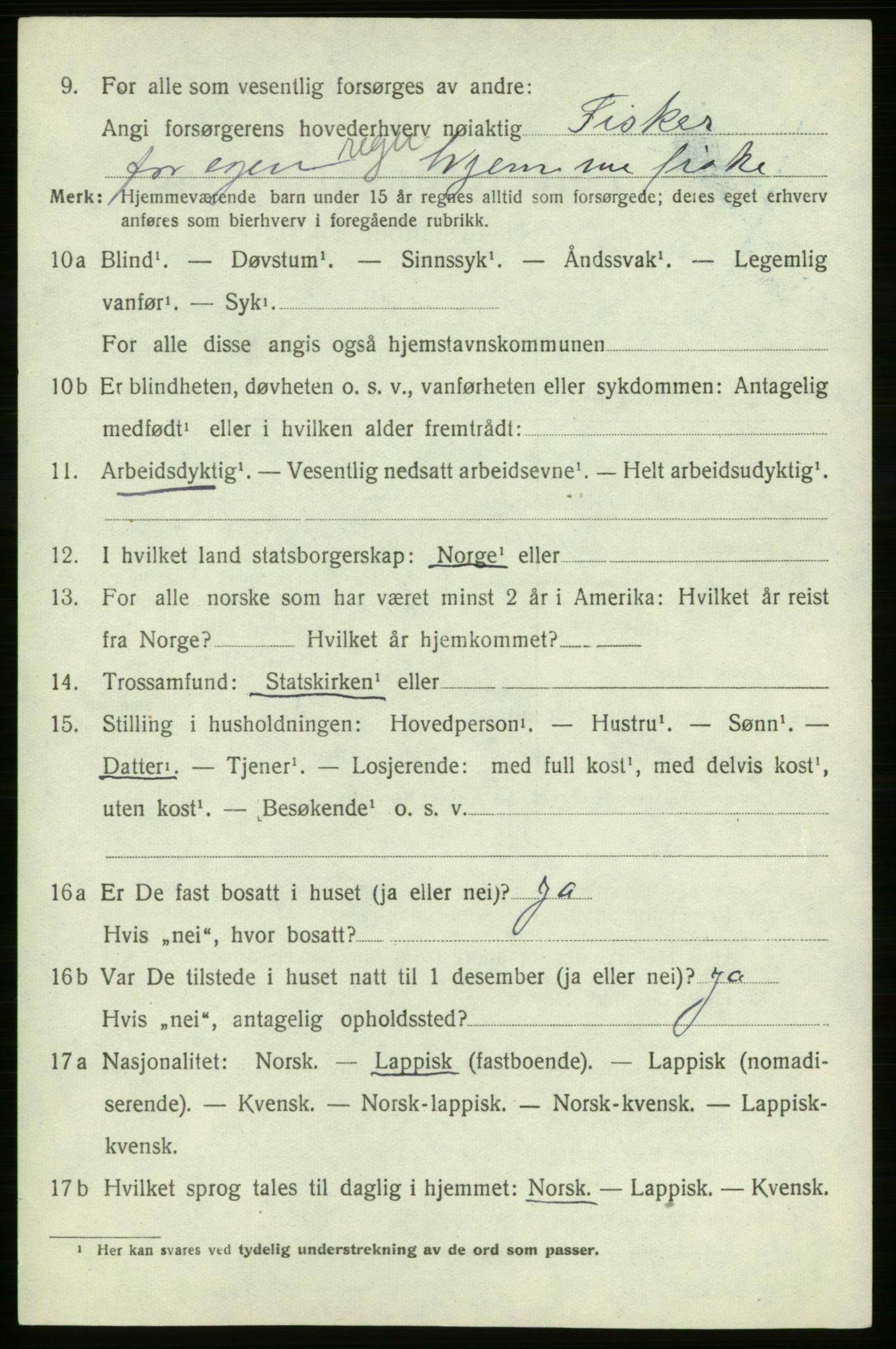 SATØ, 1920 census for , 1920, p. 485