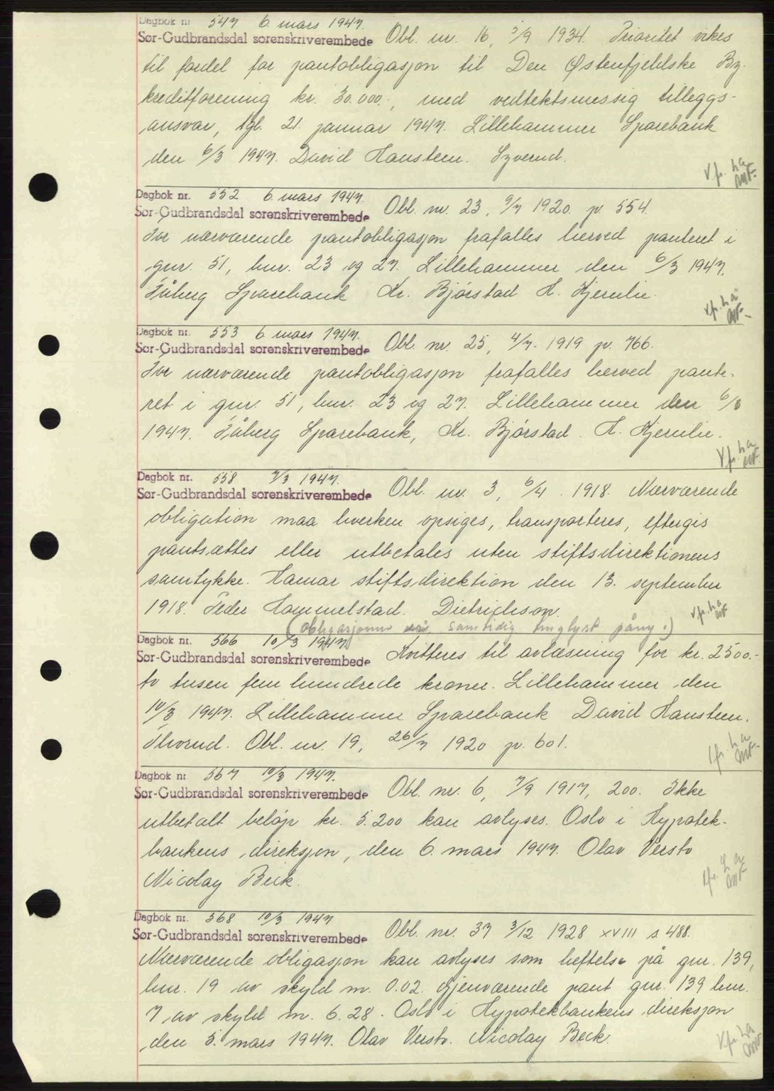 Sør-Gudbrandsdal tingrett, SAH/TING-004/H/Hb/Hbf/L0004: Mortgage book no. C5b, 1945-1951, Diary no: : 547/1947