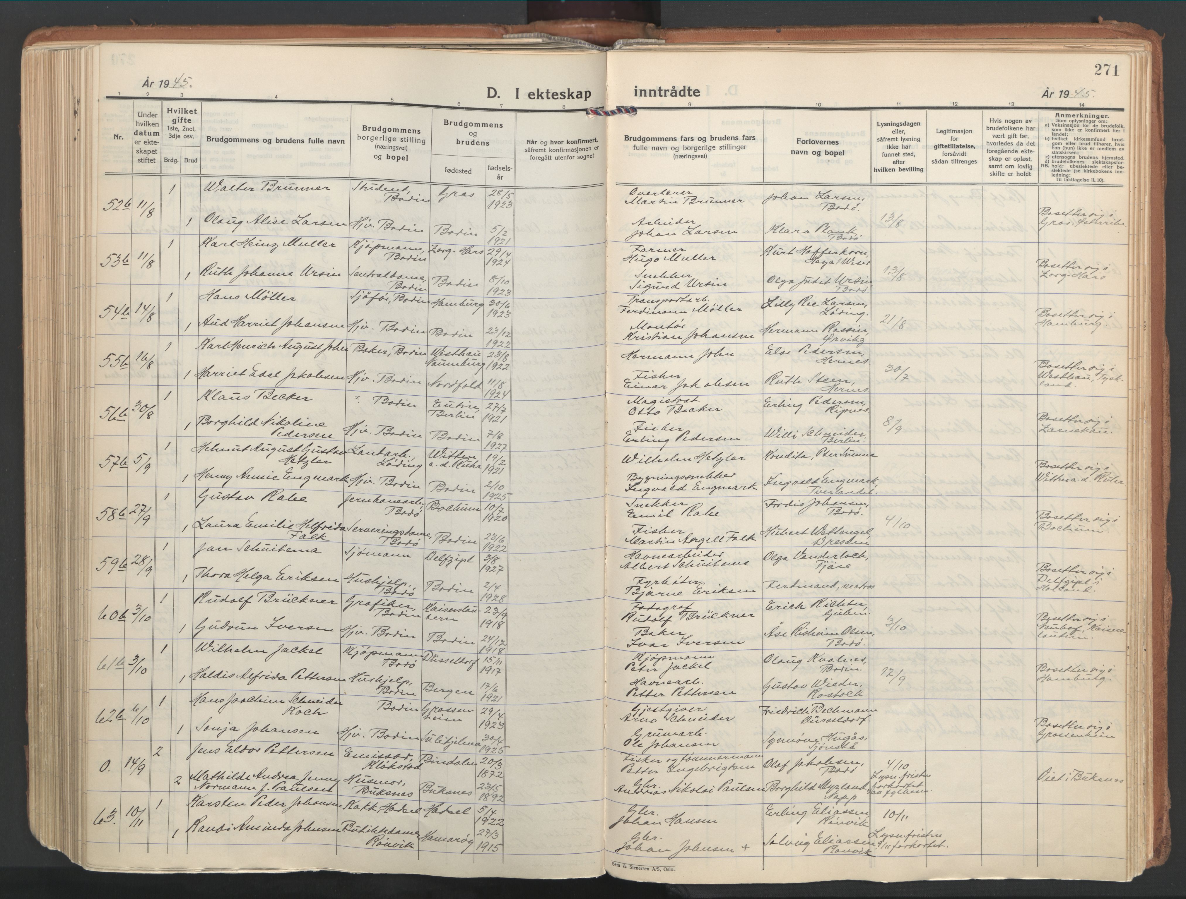 Ministerialprotokoller, klokkerbøker og fødselsregistre - Nordland, SAT/A-1459/802/L0061: Parish register (official) no. 802A08, 1933-1946, p. 271
