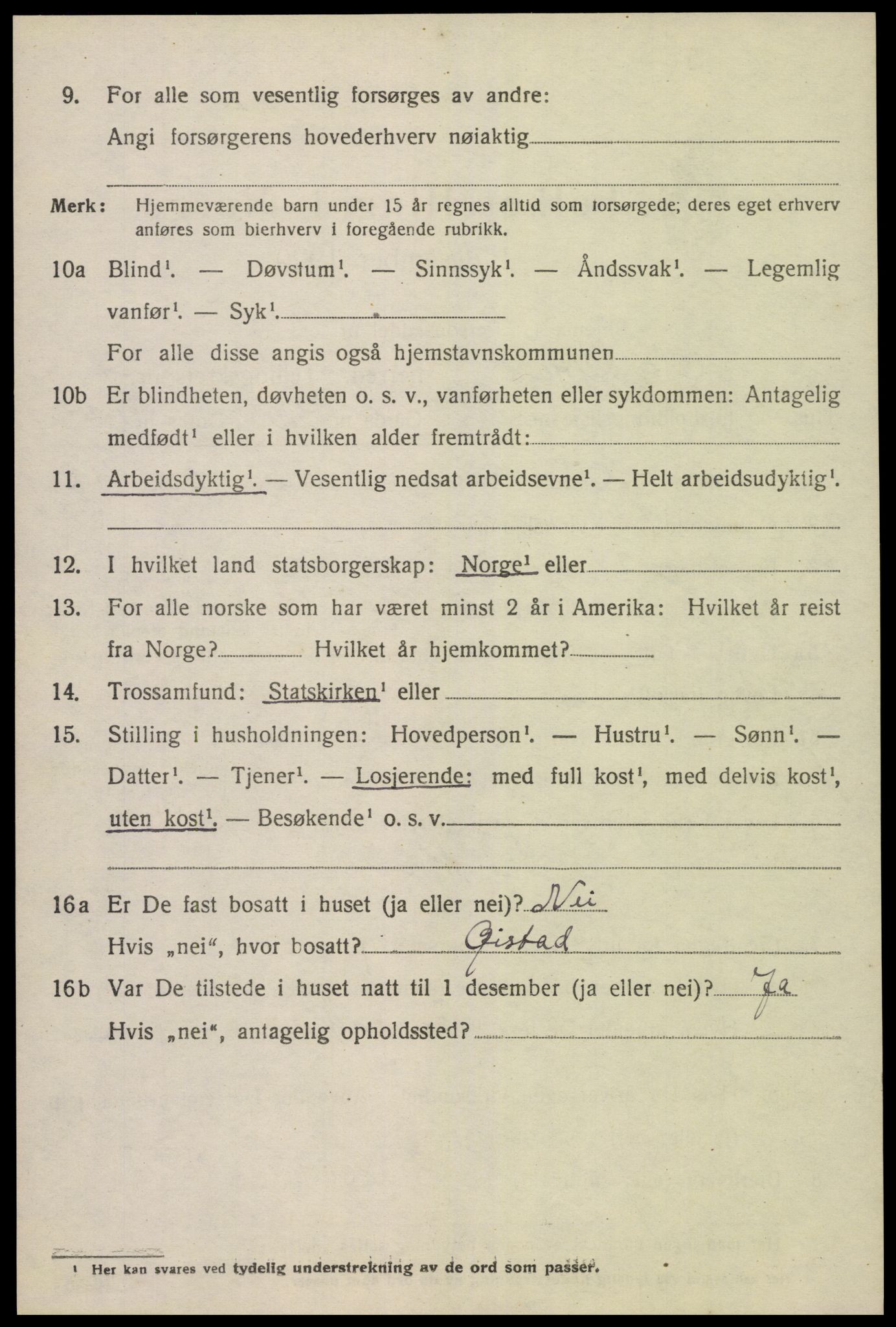 SAK, 1920 census for Austre Moland, 1920, p. 2212