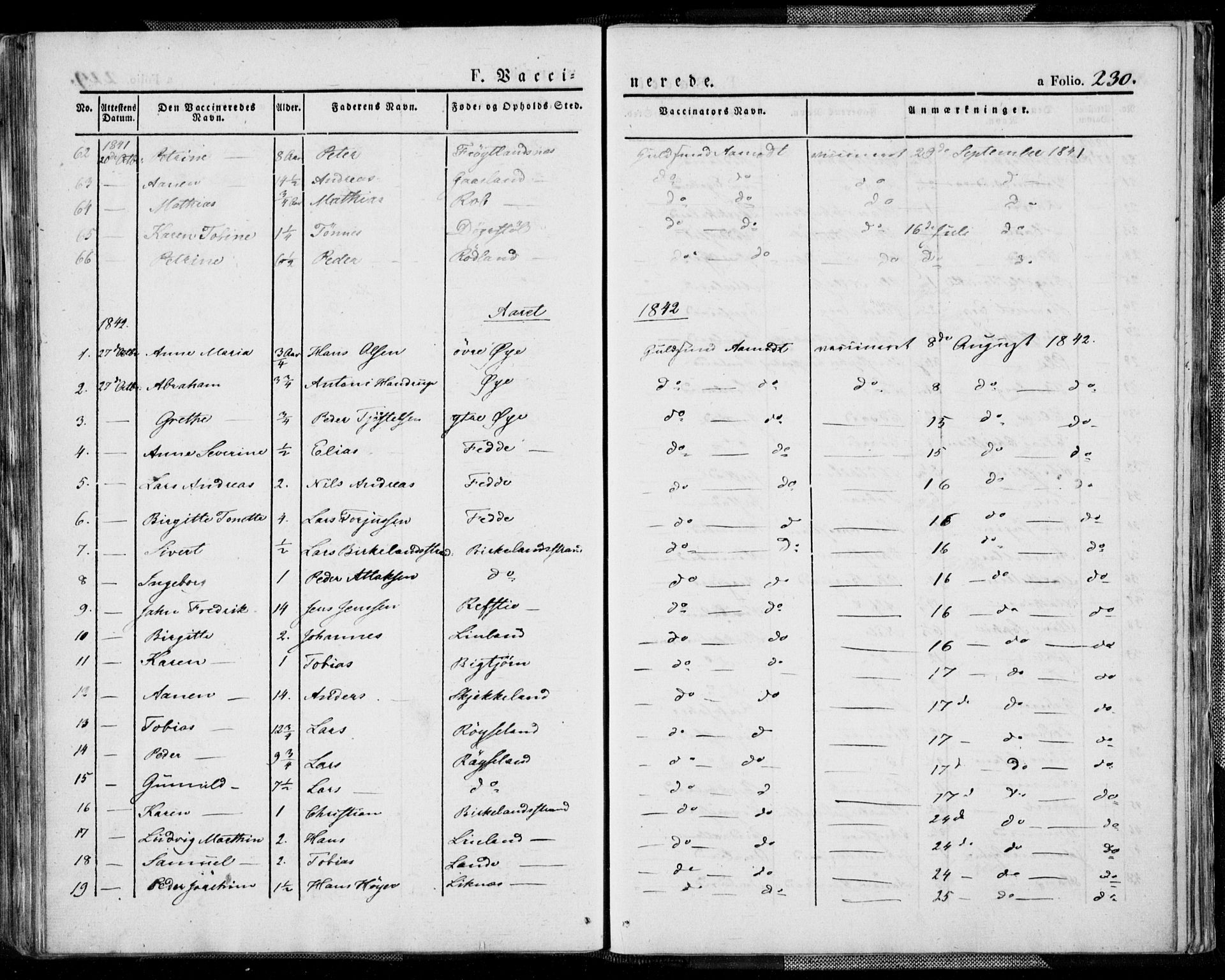 Kvinesdal sokneprestkontor, AV/SAK-1111-0026/F/Fa/Fab/L0004: Parish register (official) no. A 4, 1829-1843, p. 230