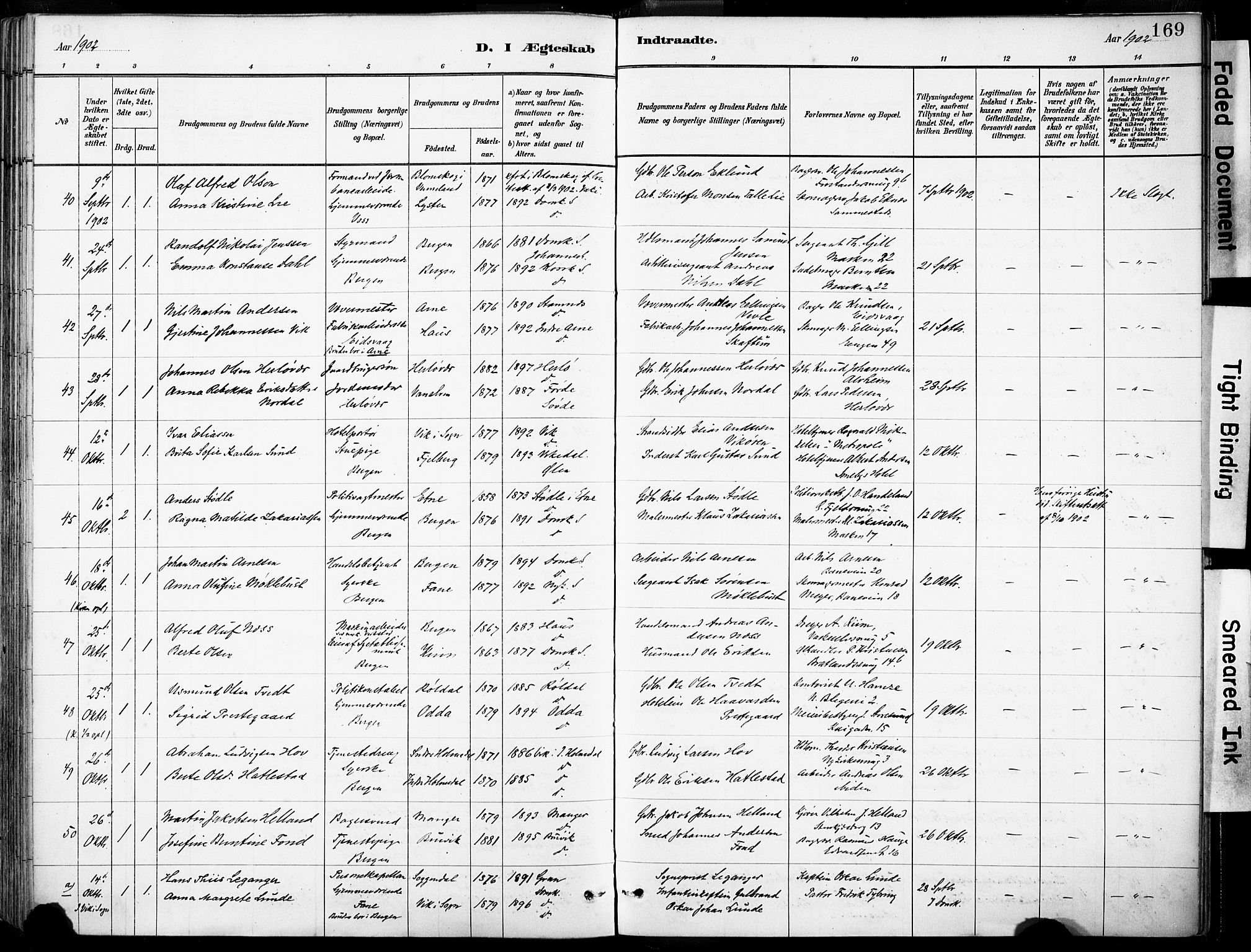 Domkirken sokneprestembete, AV/SAB-A-74801/H/Haa/L0037: Parish register (official) no. D 4, 1880-1907, p. 169