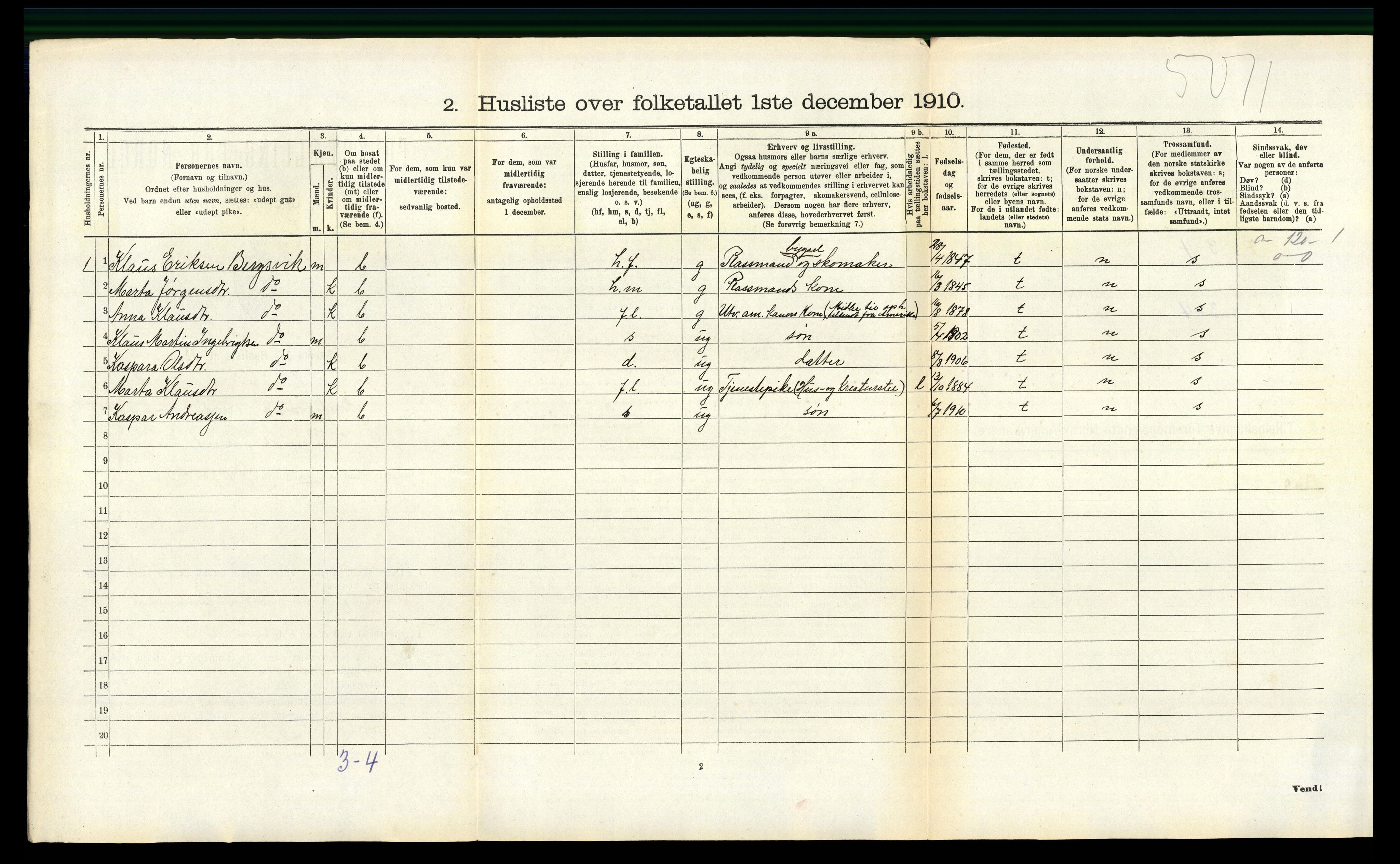 RA, 1910 census for Masfjorden, 1910, p. 325