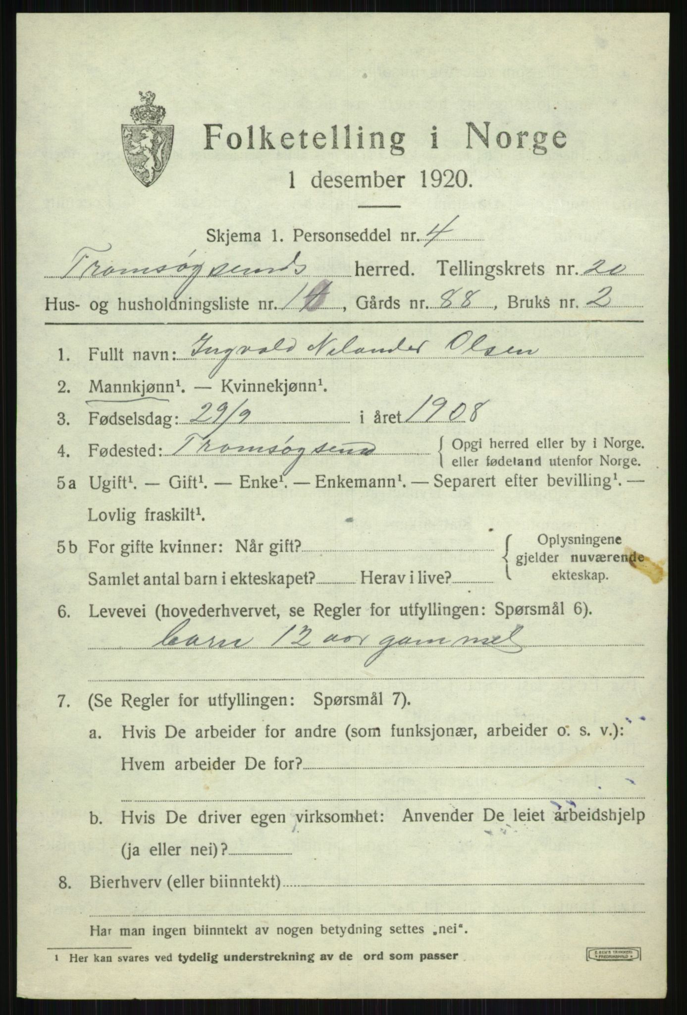 SATØ, 1920 census for Tromsøysund, 1920, p. 10702