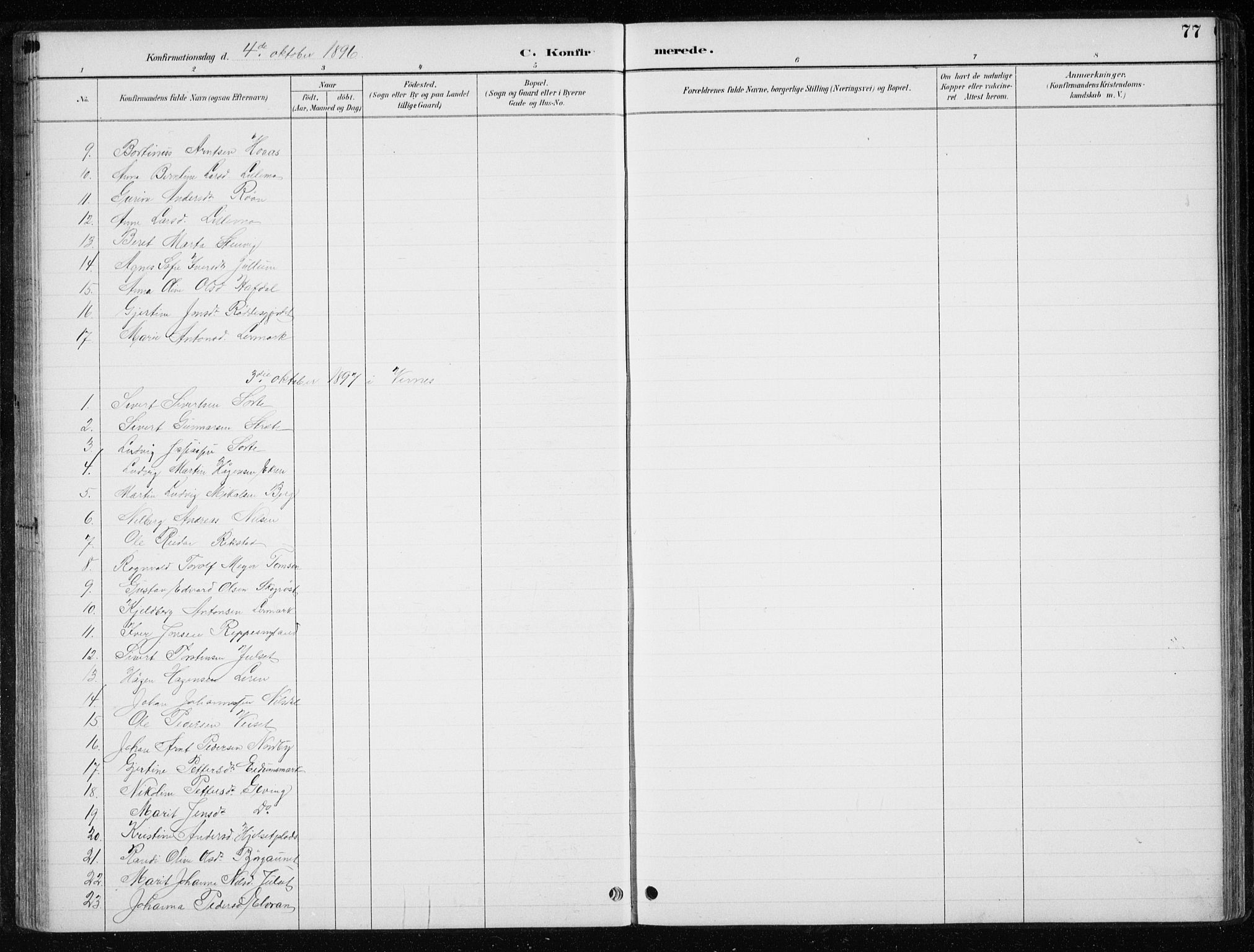 Ministerialprotokoller, klokkerbøker og fødselsregistre - Nord-Trøndelag, SAT/A-1458/710/L0096: Parish register (copy) no. 710C01, 1892-1925, p. 77