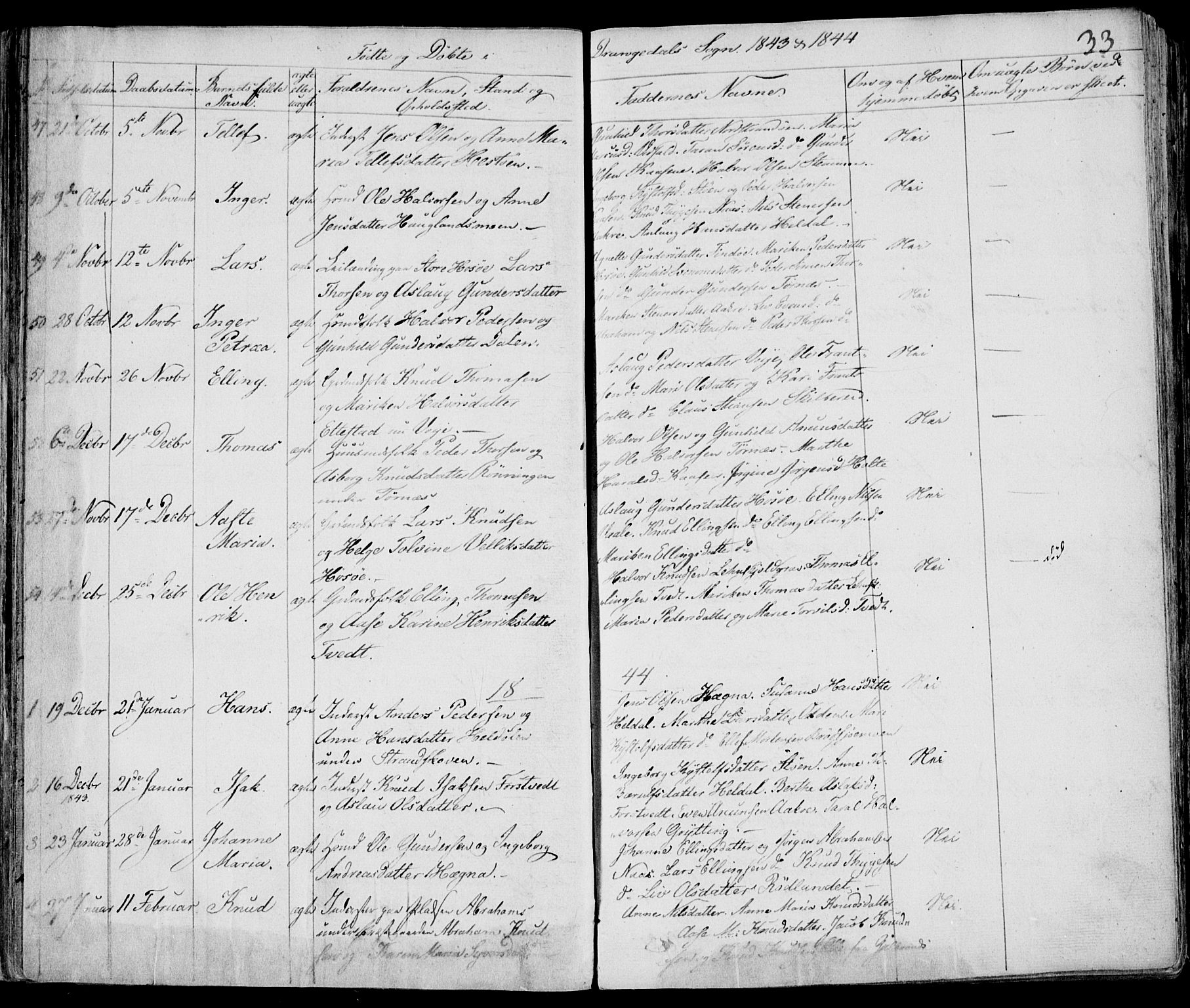 Drangedal kirkebøker, SAKO/A-258/F/Fa/L0007a: Parish register (official) no. 7a, 1837-1856, p. 33