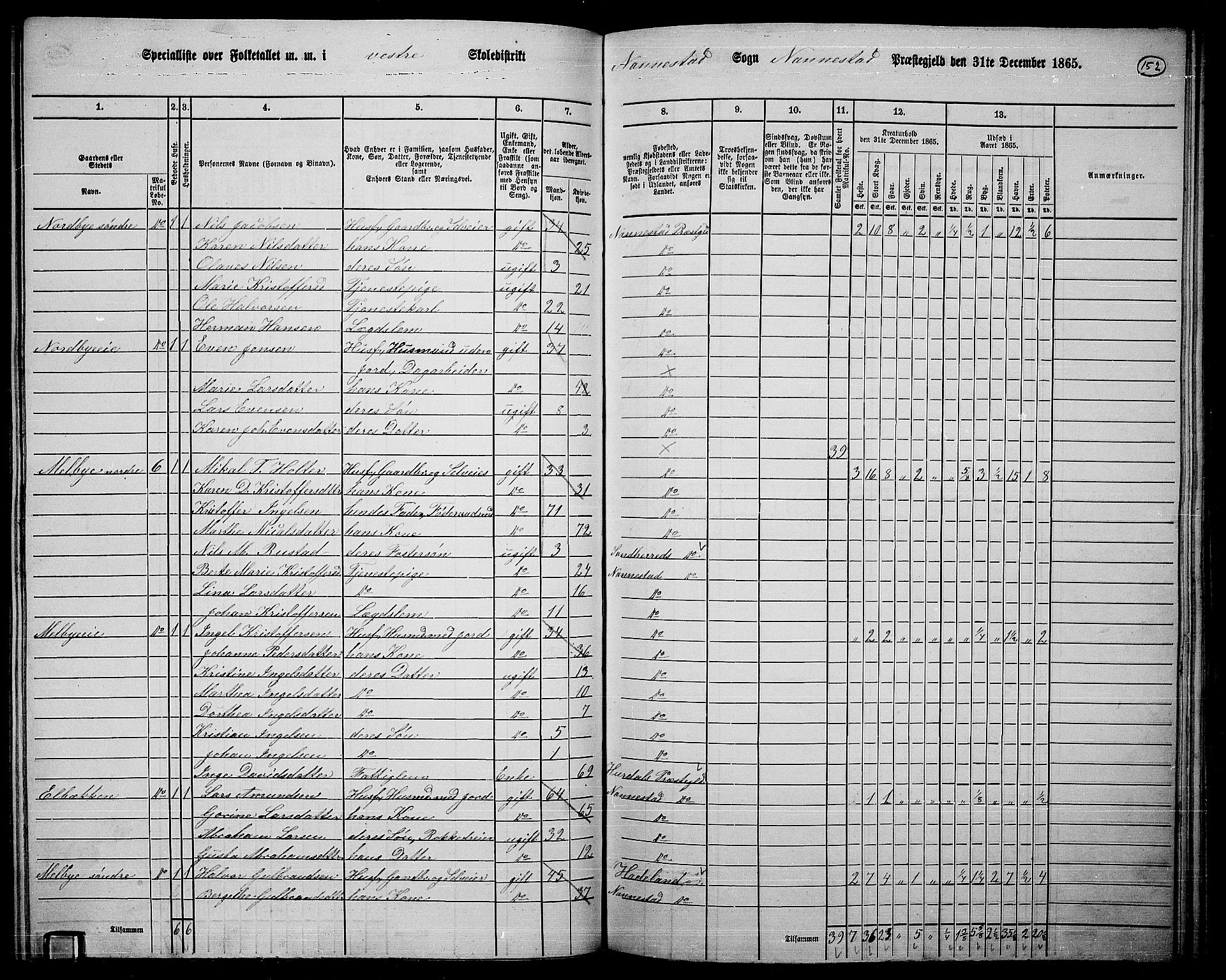 RA, 1865 census for Nannestad, 1865, p. 35