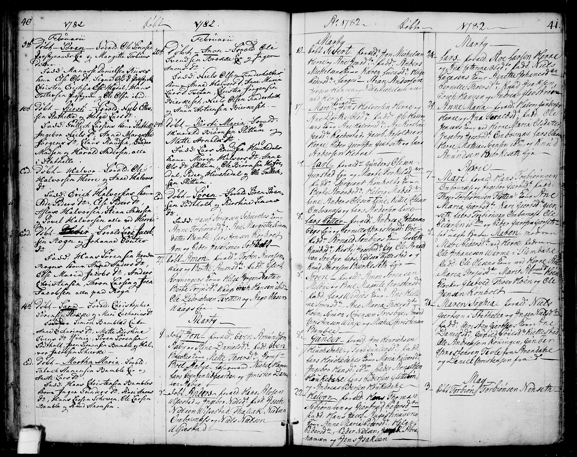 Bamble kirkebøker, SAKO/A-253/F/Fa/L0002: Parish register (official) no. I 2, 1775-1814, p. 40-41
