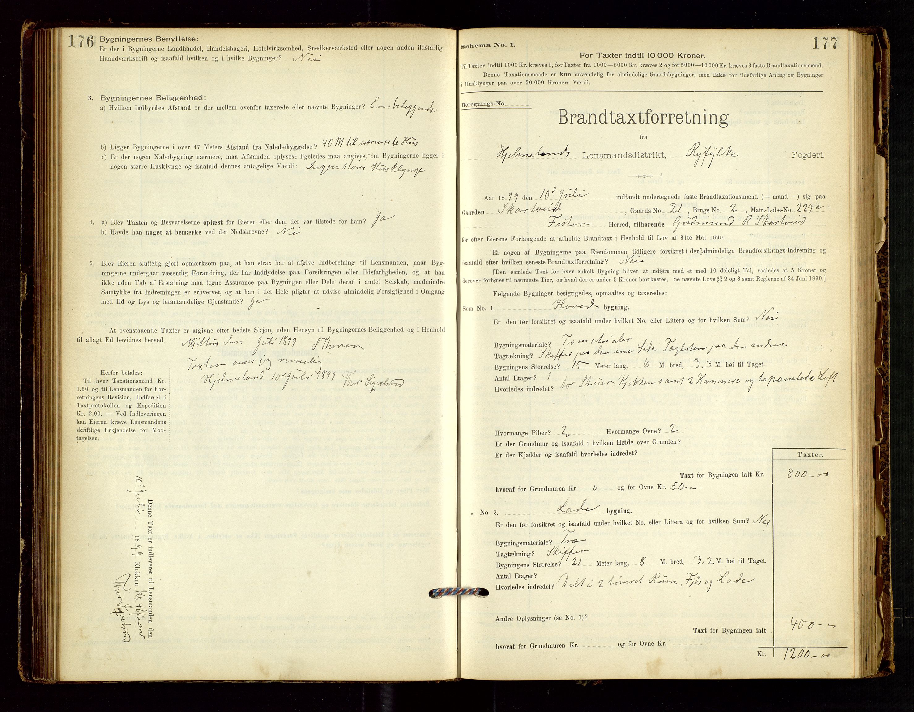 Hjelmeland lensmannskontor, AV/SAST-A-100439/Gob/L0001: "Brandtaxationsprotokol", 1895-1932, p. 176-177