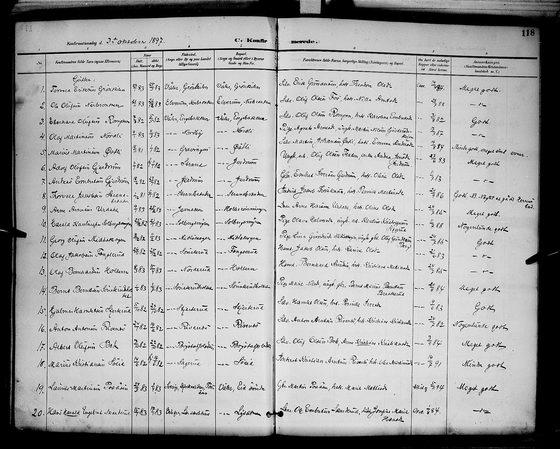Våler prestekontor, Hedmark, AV/SAH-PREST-040/H/Ha/Hab/L0001: Parish register (copy) no. 1, 1894-1904, p. 118