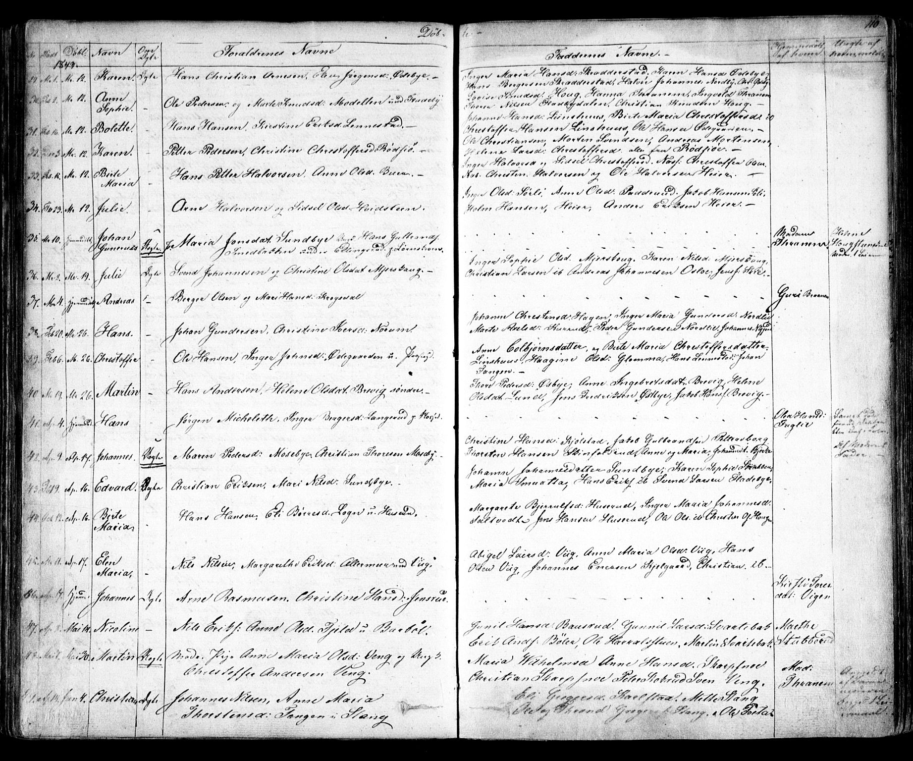 Enebakk prestekontor Kirkebøker, AV/SAO-A-10171c/F/Fa/L0009: Parish register (official) no. I 9, 1832-1861, p. 110