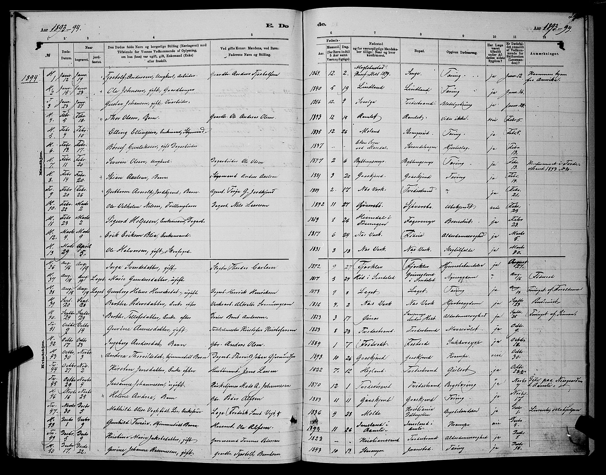 Holt sokneprestkontor, SAK/1111-0021/F/Fb/L0010: Parish register (copy) no. B 10, 1883-1896, p. 293