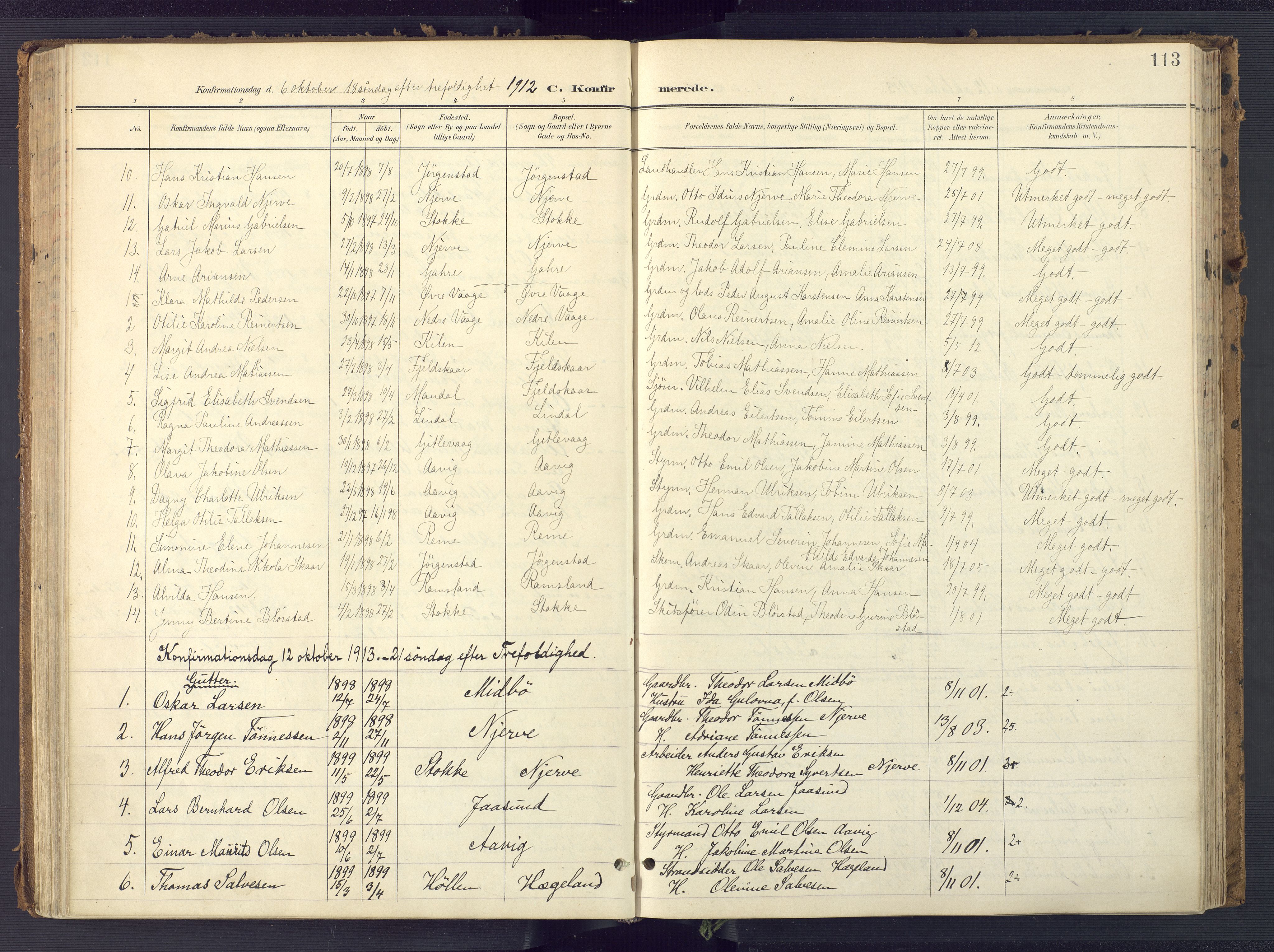 Sør-Audnedal sokneprestkontor, SAK/1111-0039/F/Fa/Faa/L0005: Parish register (official) no. A 5, 1900-1923, p. 113