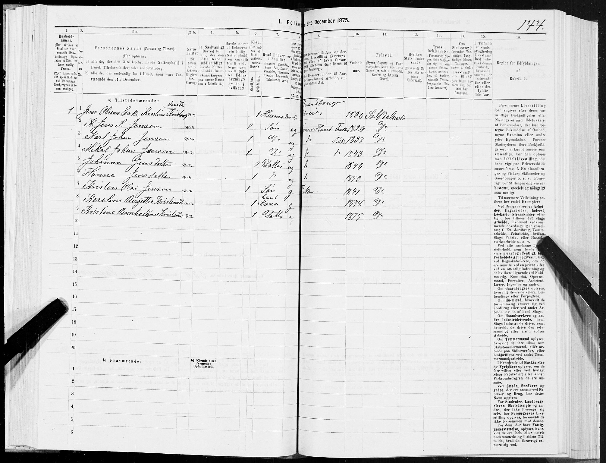SAT, 1875 census for 1840P Saltdal, 1875, p. 1144