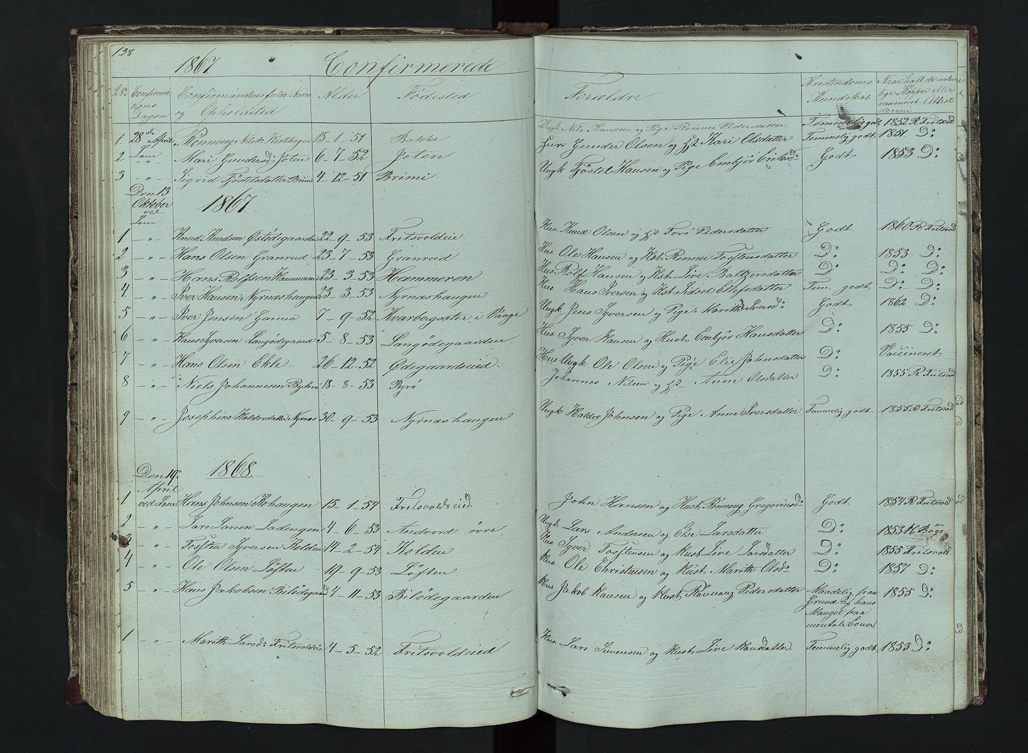 Lom prestekontor, SAH/PREST-070/L/L0014: Parish register (copy) no. 14, 1845-1876, p. 138-139