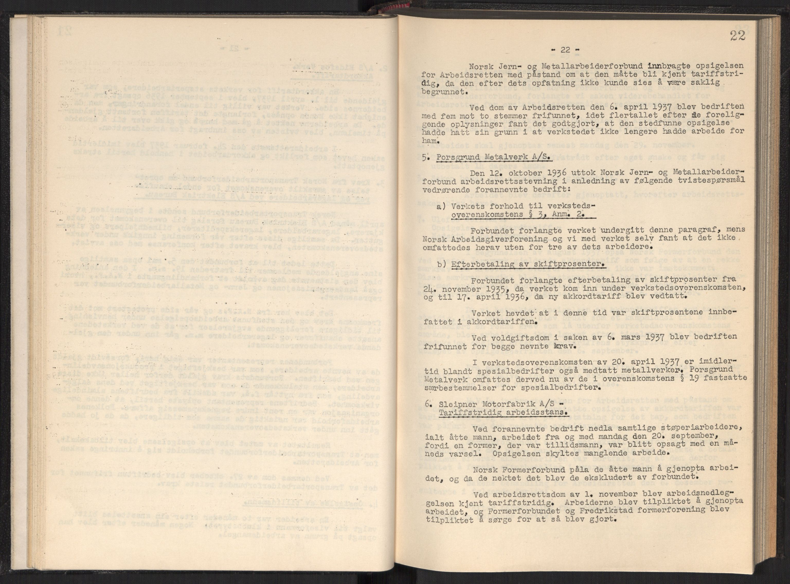 Teknologibedriftenes Landsforening TBL, RA/PA-1700/A/Ad/L0006: Årsberetning med register, 1937-1943, p. 22