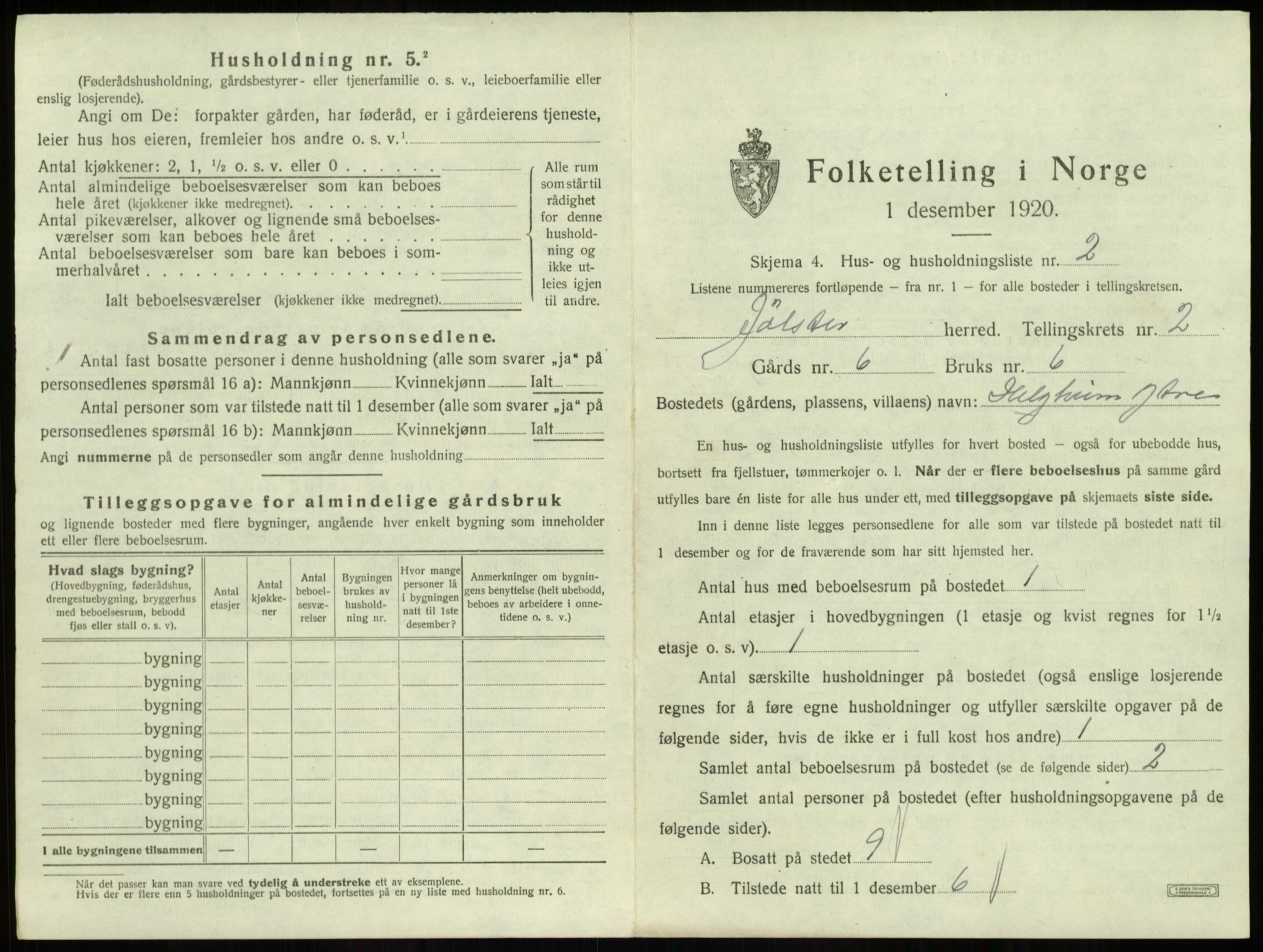 SAB, 1920 census for Jølster, 1920, p. 146