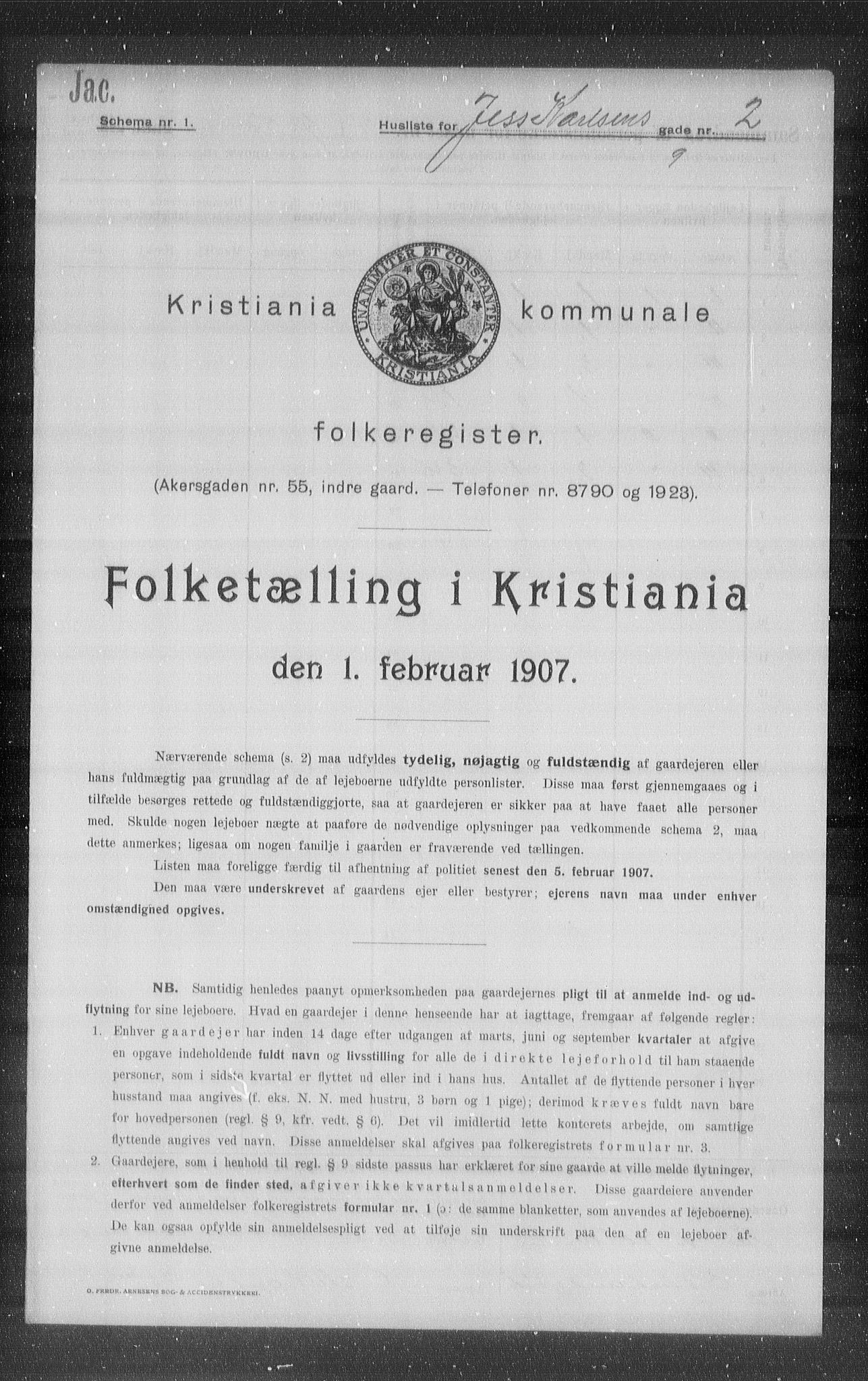 OBA, Municipal Census 1907 for Kristiania, 1907, p. 23923
