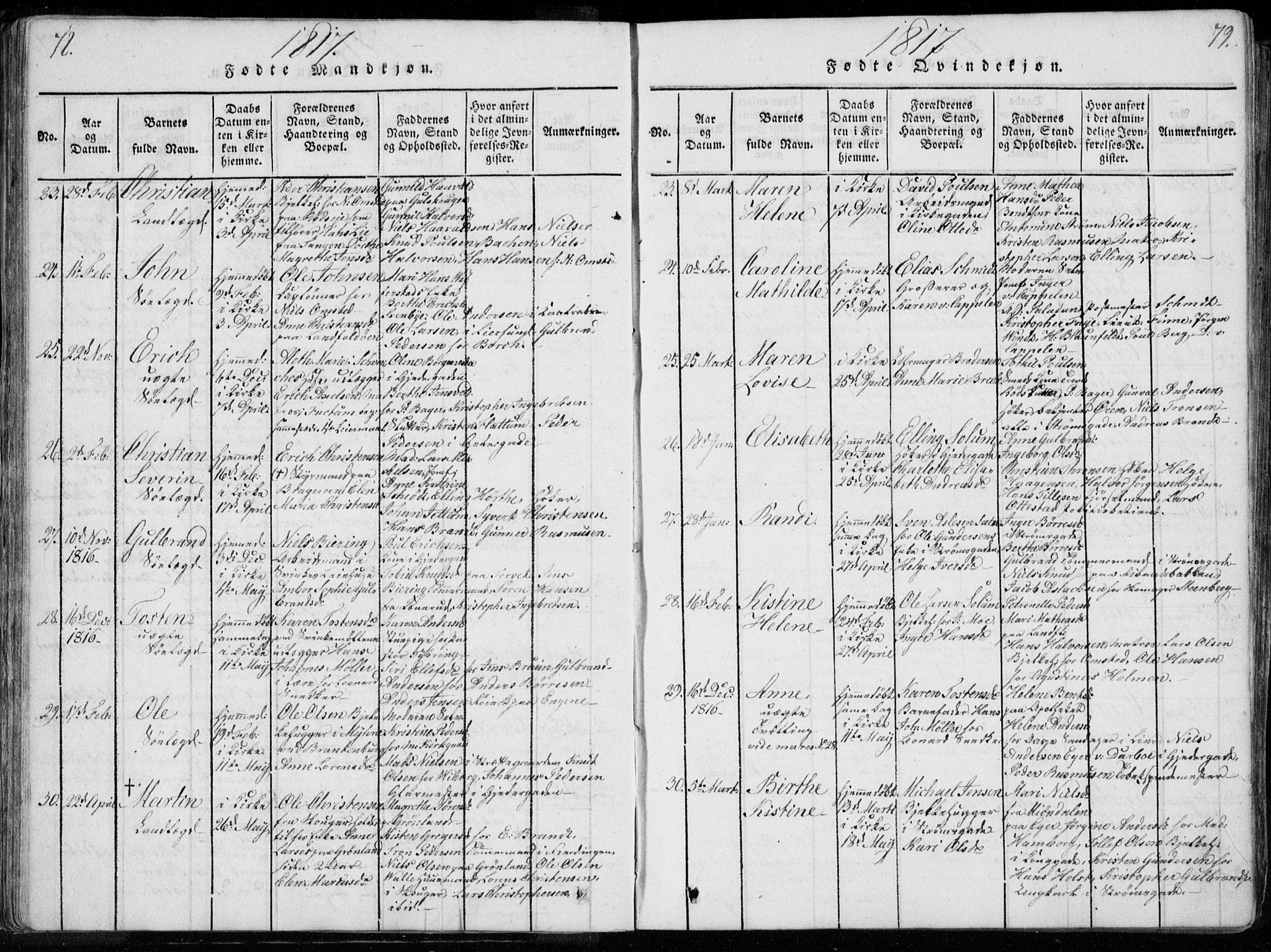 Bragernes kirkebøker, SAKO/A-6/F/Fa/L0007: Parish register (official) no. I 7, 1815-1829, p. 78-79