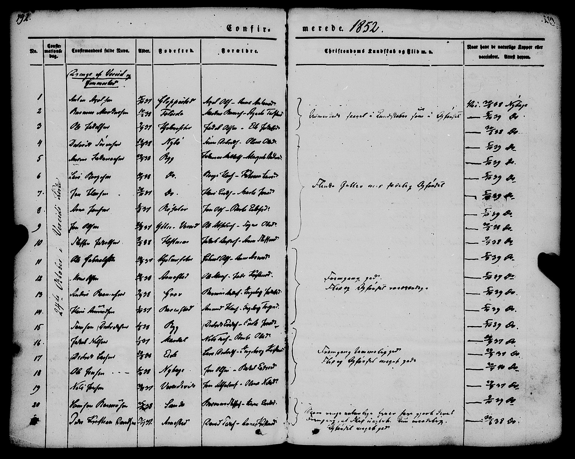 Gloppen sokneprestembete, AV/SAB-A-80101/H/Haa/Haaa/L0008: Parish register (official) no. A 8, 1837-1855, p. 192