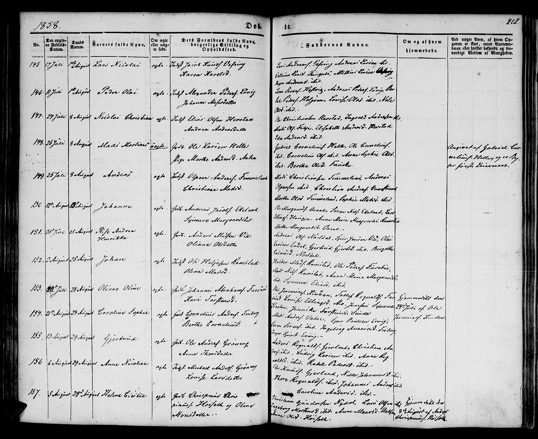 Førde sokneprestembete, SAB/A-79901/H/Haa/Haaa/L0007: Parish register (official) no. A 7, 1843-1860, p. 202