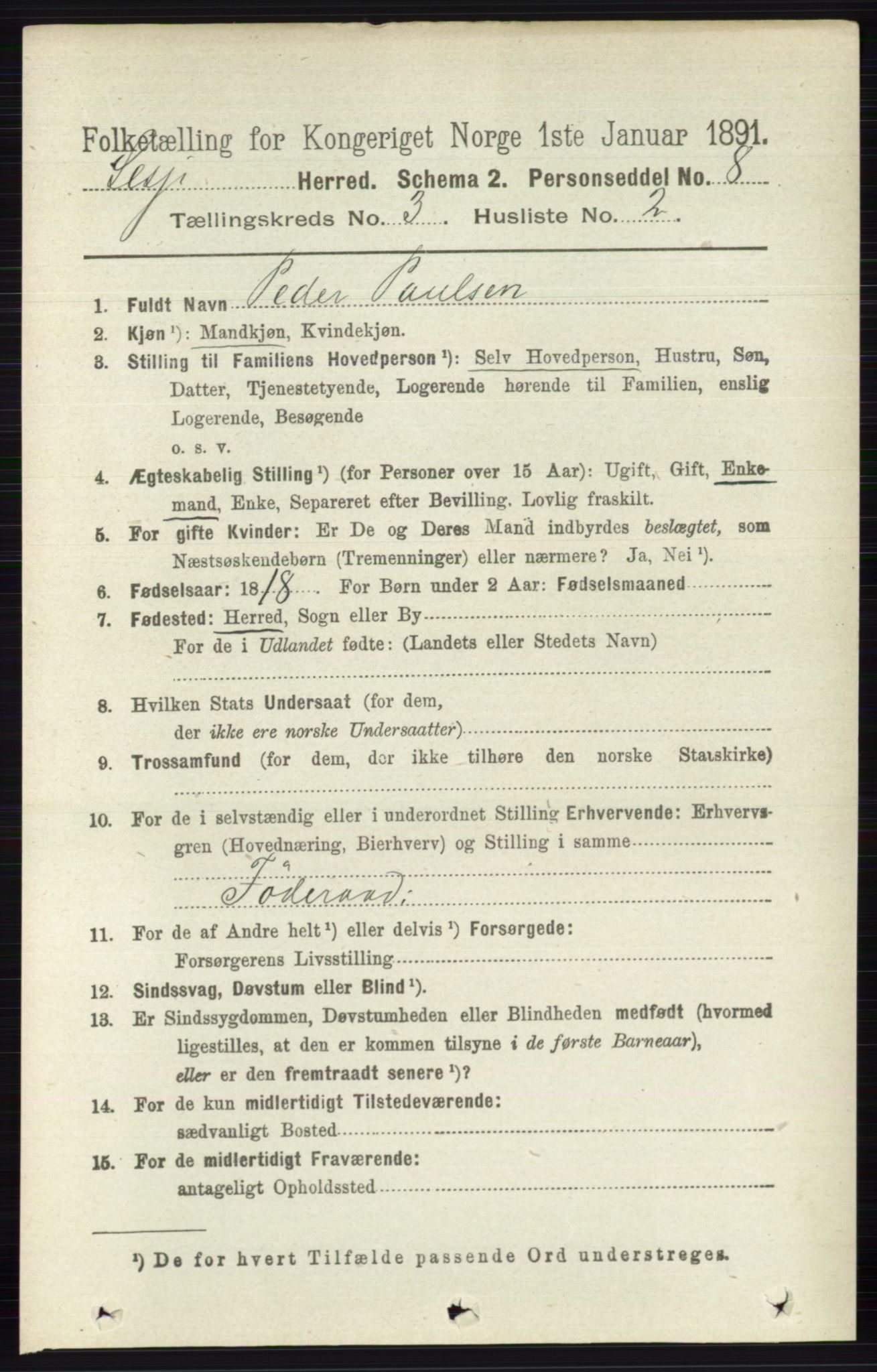 RA, 1891 census for 0512 Lesja, 1891, p. 642