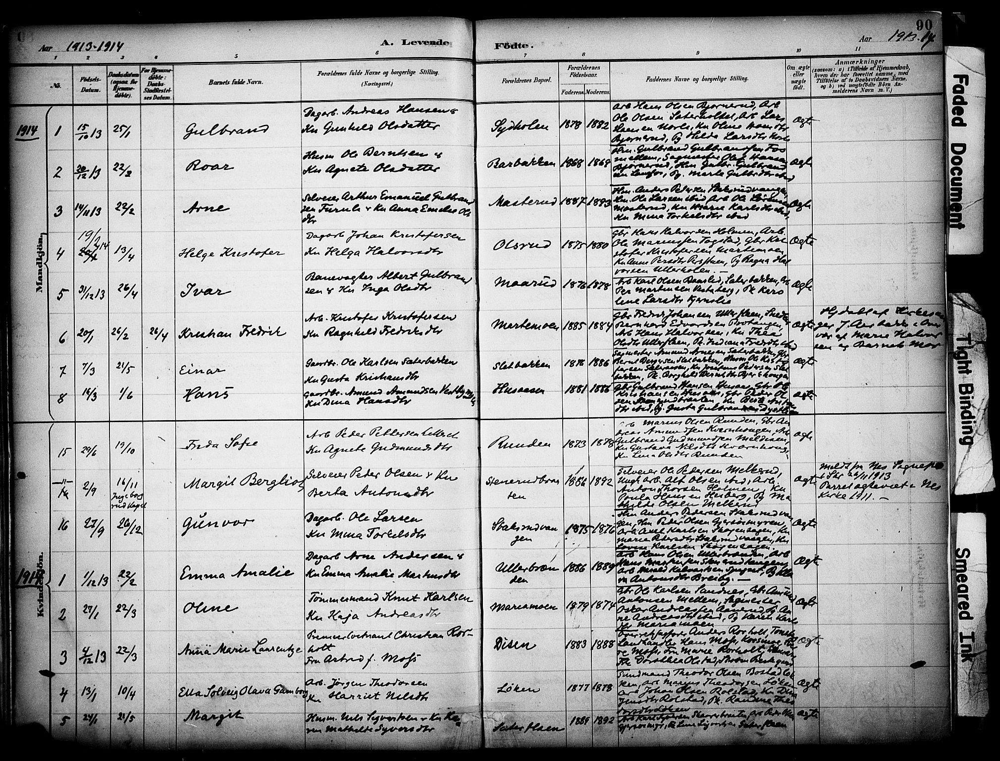 Sør-Odal prestekontor, SAH/PREST-030/H/Ha/Haa/L0008: Parish register (official) no. 8, 1886-1922, p. 90