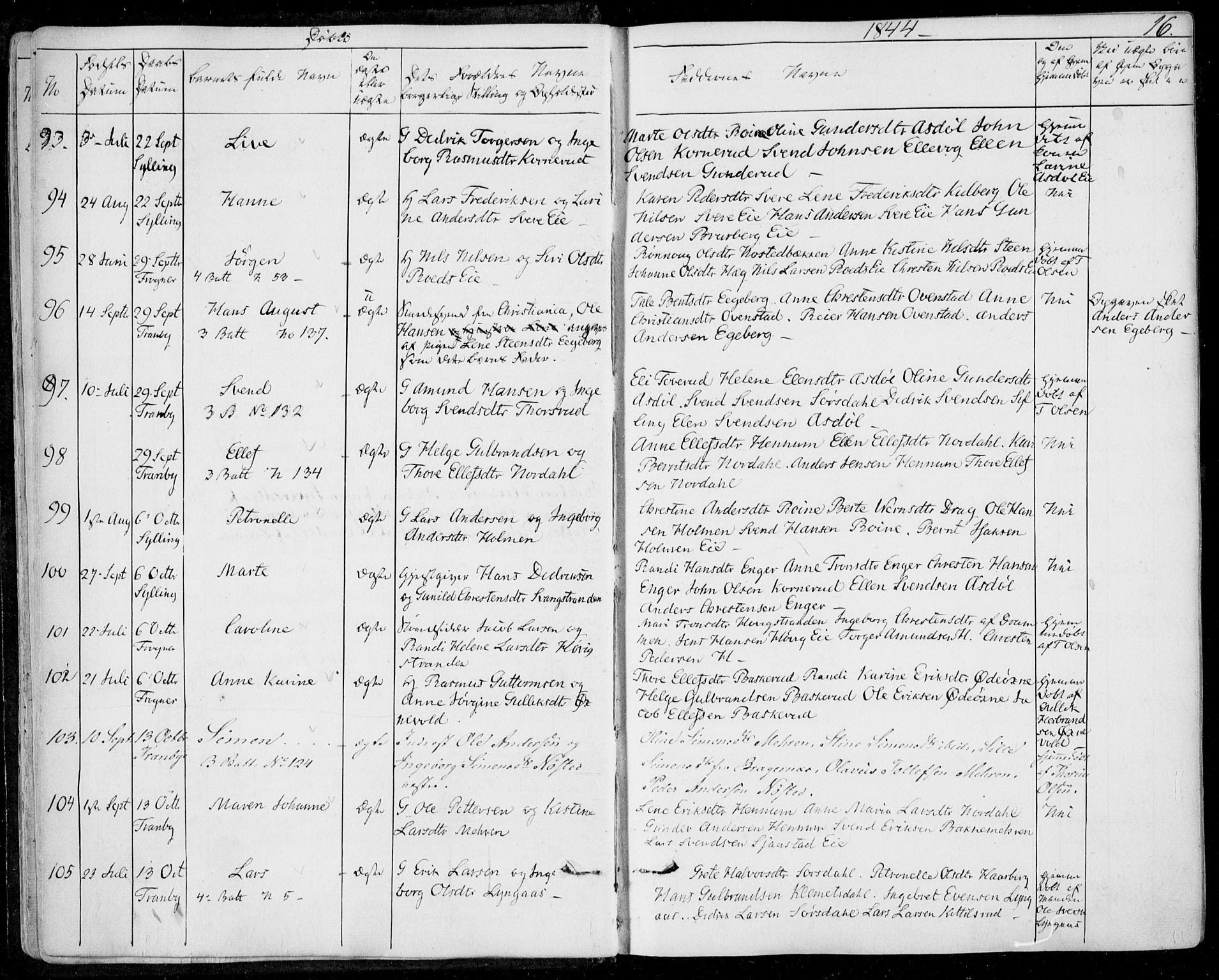 Lier kirkebøker, SAKO/A-230/F/Fa/L0011: Parish register (official) no. I 11, 1843-1854, p. 16
