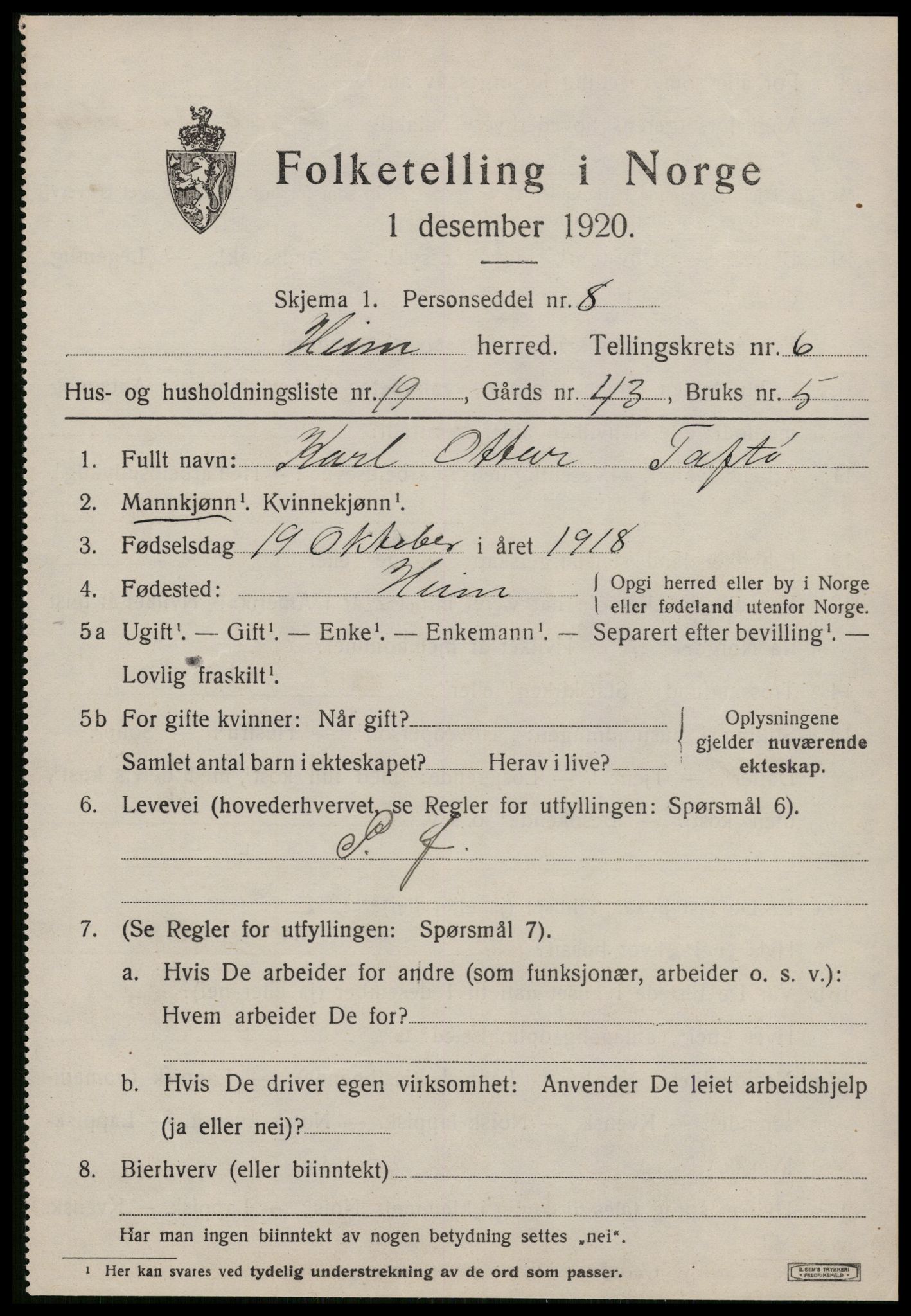 SAT, 1920 census for Heim, 1920, p. 3163