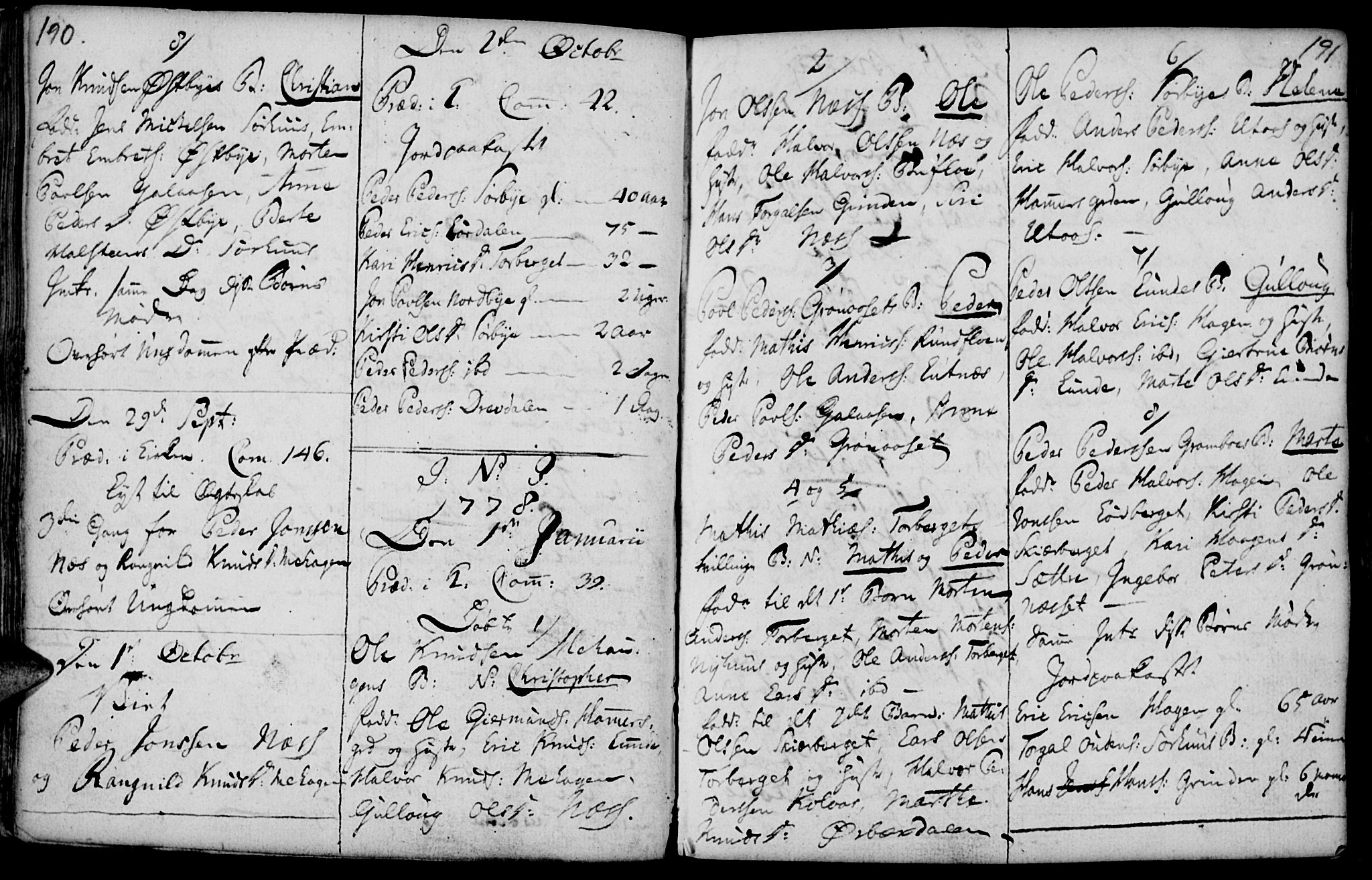 Elverum prestekontor, AV/SAH-PREST-044/H/Ha/Haa/L0004: Parish register (official) no. 4, 1761-1780, p. 190-191