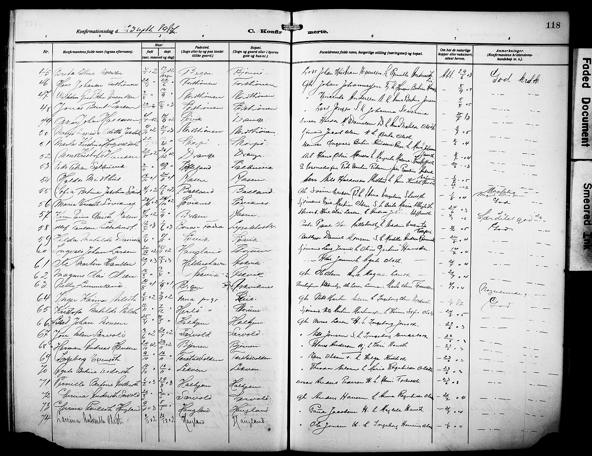 Os sokneprestembete, SAB/A-99929: Parish register (copy) no. A 4, 1914-1923, p. 118