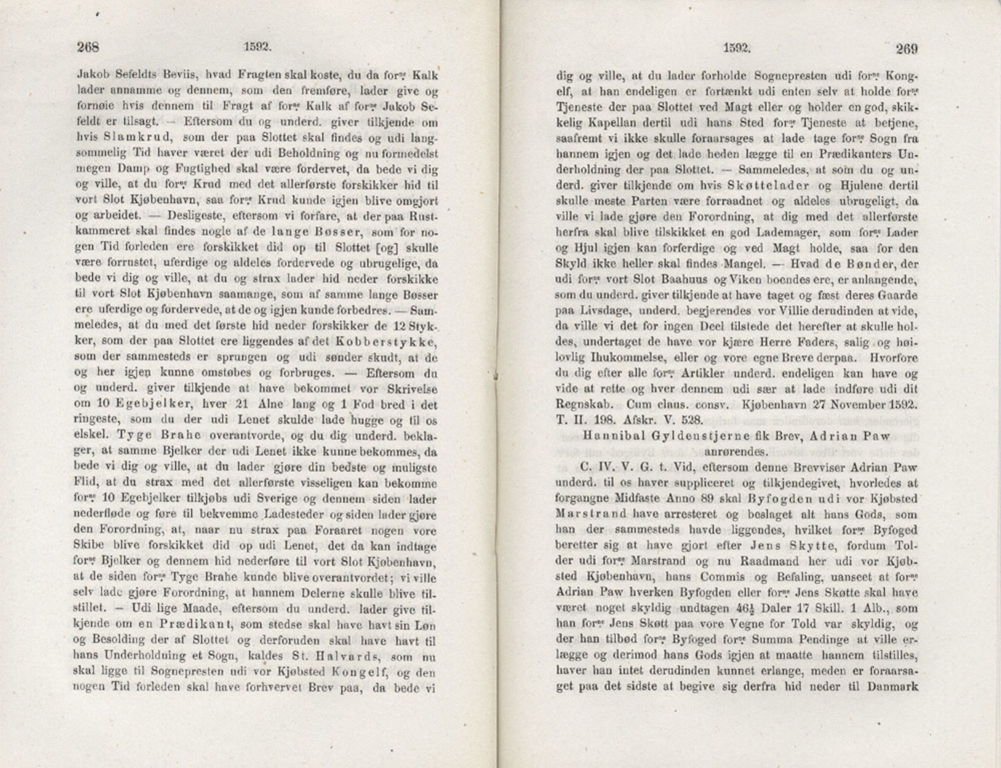 Publikasjoner utgitt av Det Norske Historiske Kildeskriftfond, PUBL/-/-/-: Norske Rigs-Registranter, bind 3, 1588-1602, p. 268-269