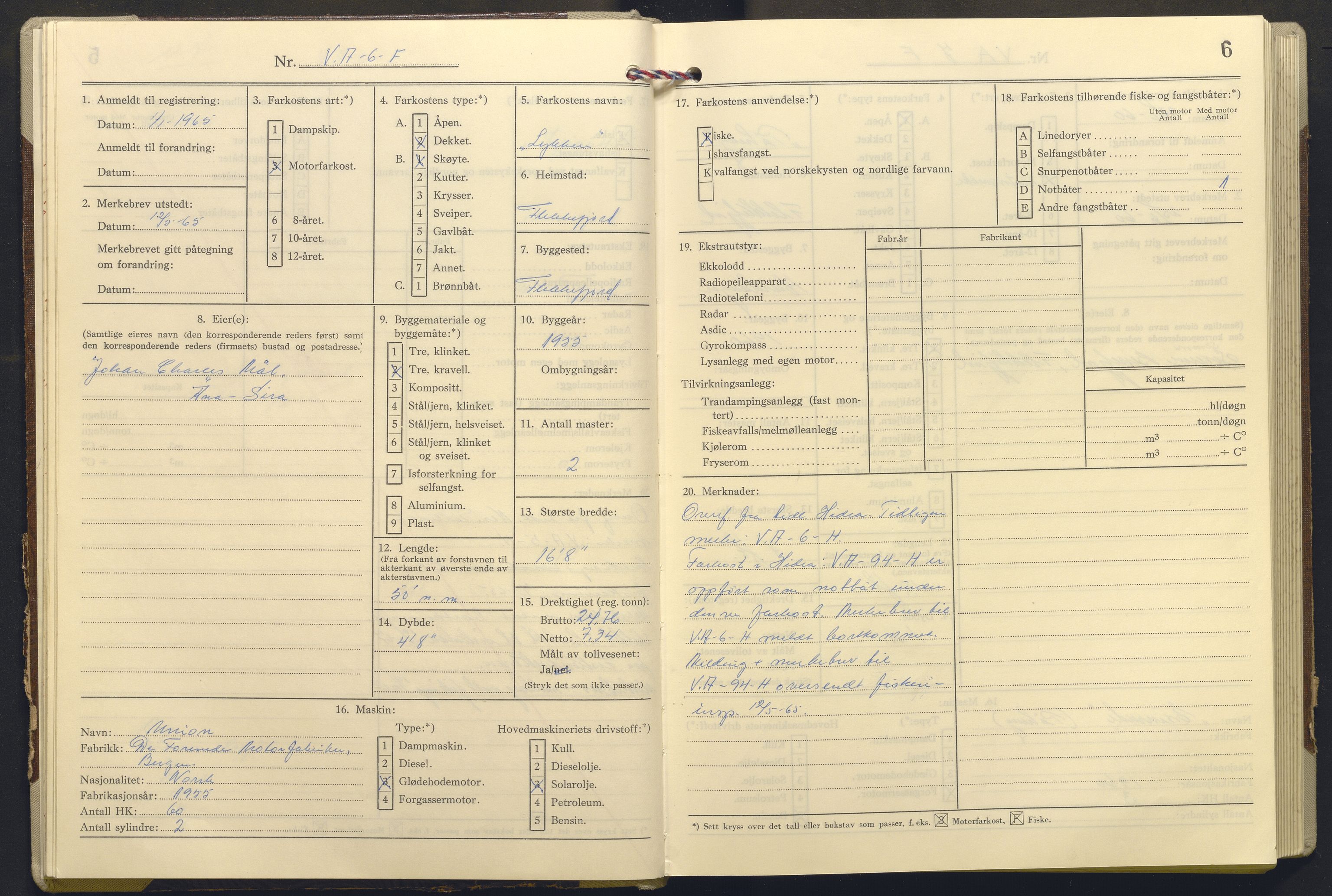 Fiskeridirektoratet - 1 Adm. ledelse - 13 Båtkontoret, AV/SAB-A-2003/I/Ia/Iaj/L0007: 135.1004/3 Merkeprotokoll - Flekkefjord, 1964-1969