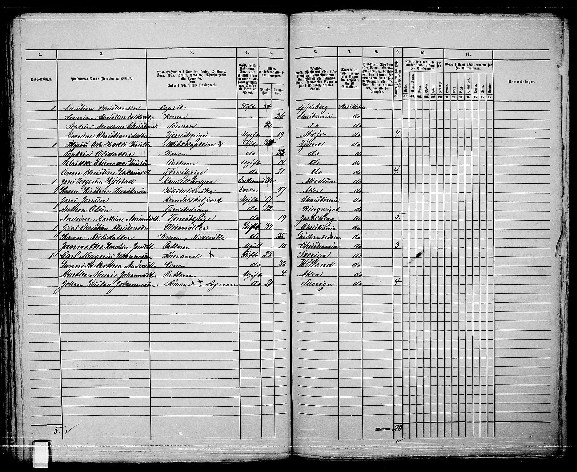 RA, 1865 census for Kristiania, 1865, p. 4815