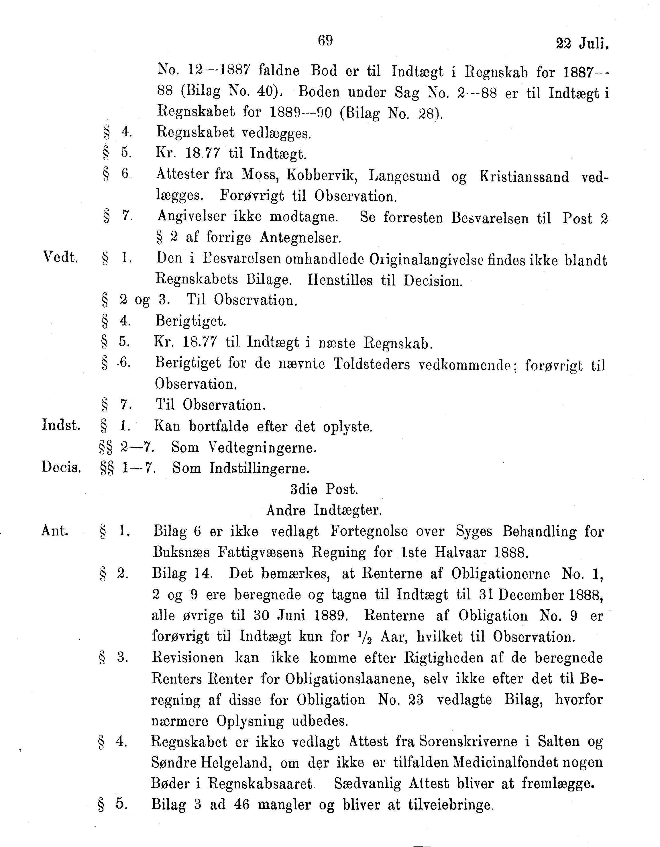 Nordland Fylkeskommune. Fylkestinget, AIN/NFK-17/176/A/Ac/L0015: Fylkestingsforhandlinger 1886-1890, 1886-1890