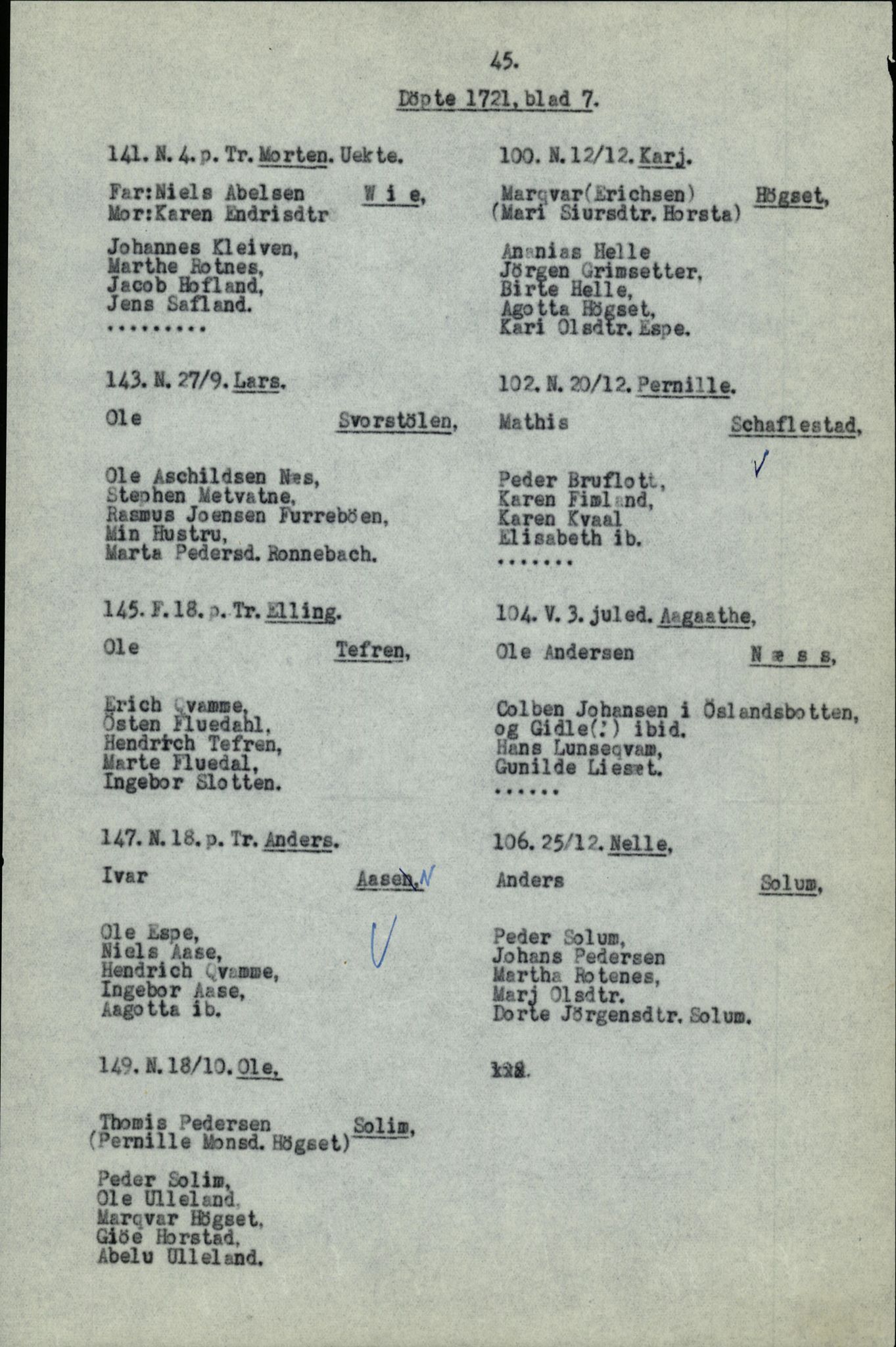 Samling av fulltekstavskrifter, SAB/FULLTEKST/B/14/0006: Førde sokneprestembete, ministerialbok nr. A 1, 1720-1727, p. 46