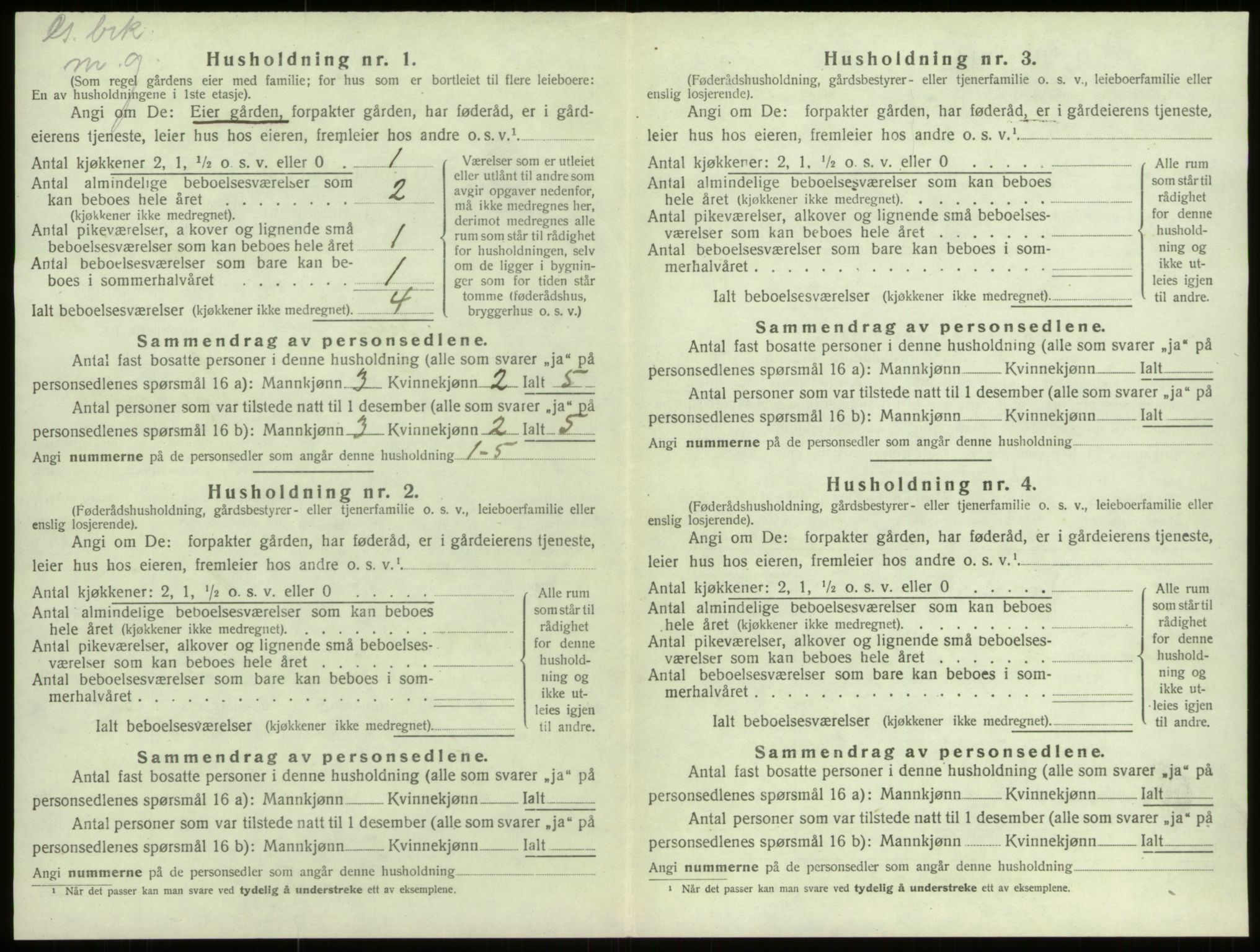 SAB, 1920 census for Selje, 1920, p. 824