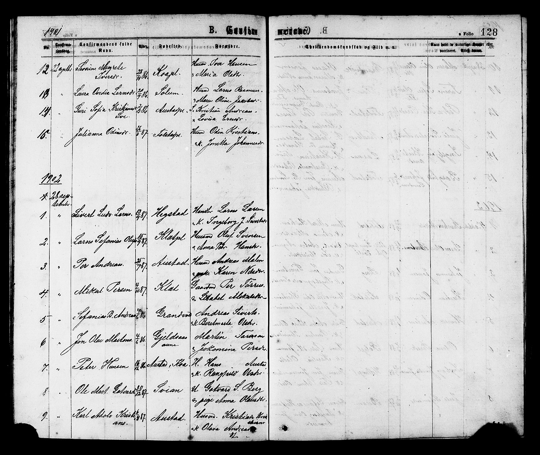 Ministerialprotokoller, klokkerbøker og fødselsregistre - Nord-Trøndelag, SAT/A-1458/731/L0311: Parish register (copy) no. 731C02, 1875-1911, p. 128