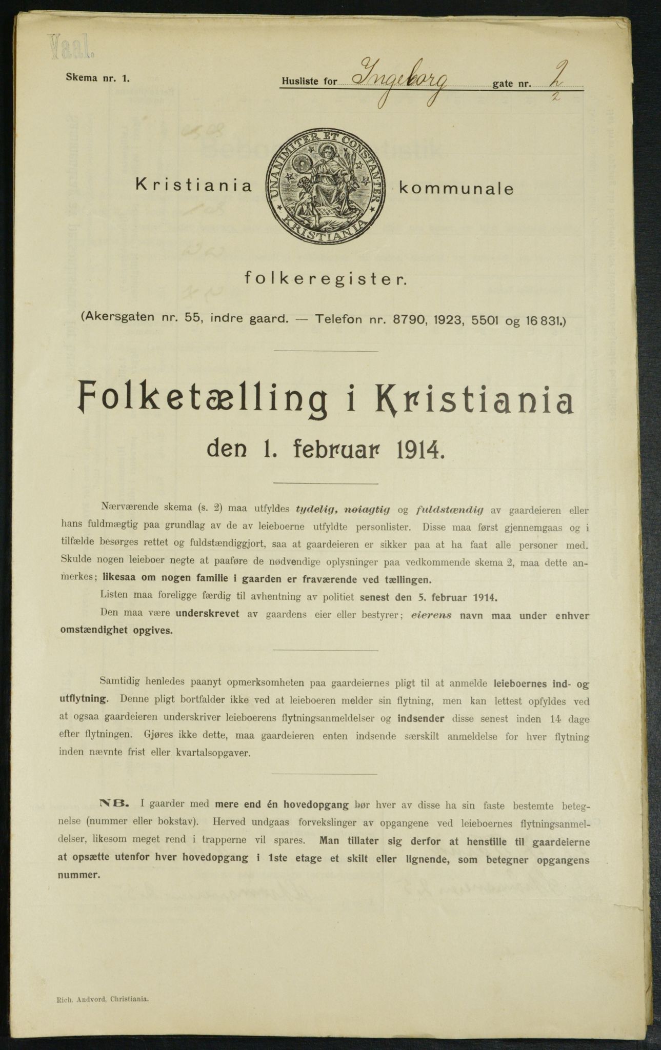 OBA, Municipal Census 1914 for Kristiania, 1914, p. 43749