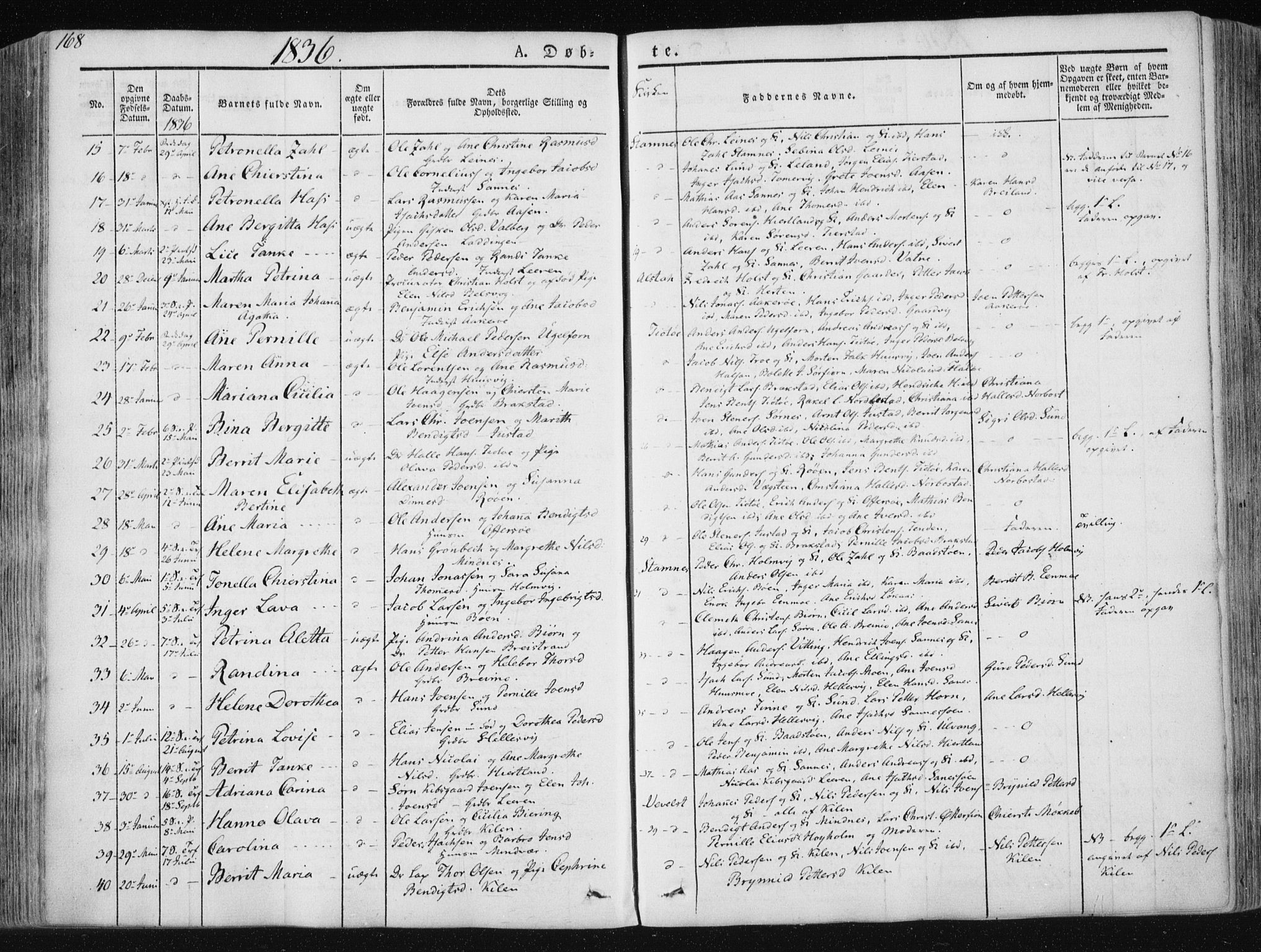 Ministerialprotokoller, klokkerbøker og fødselsregistre - Nordland, SAT/A-1459/830/L0446: Parish register (official) no. 830A10, 1831-1865, p. 168