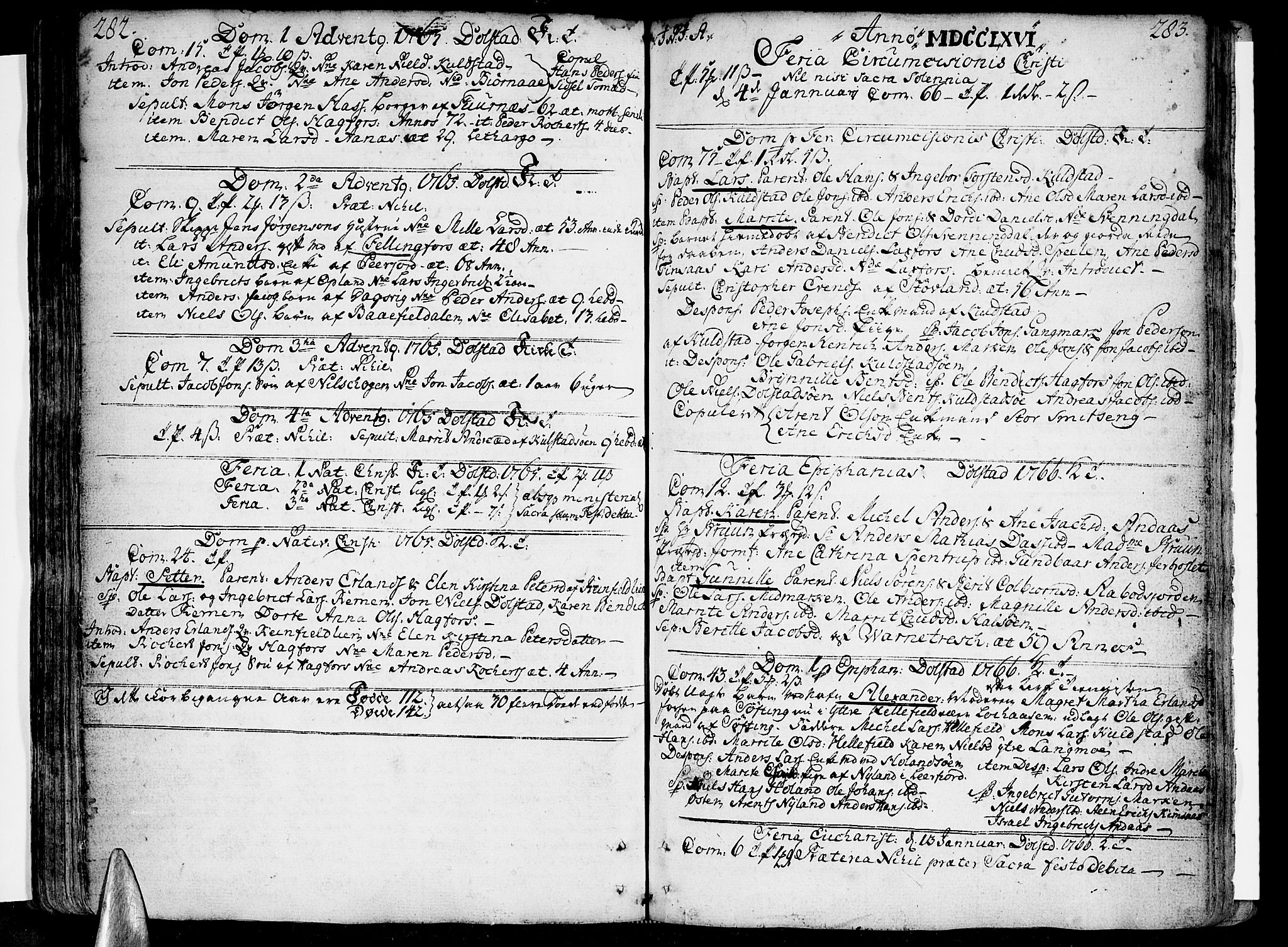 Ministerialprotokoller, klokkerbøker og fødselsregistre - Nordland, SAT/A-1459/820/L0285: Parish register (official) no. 820A06, 1753-1778, p. 282-283