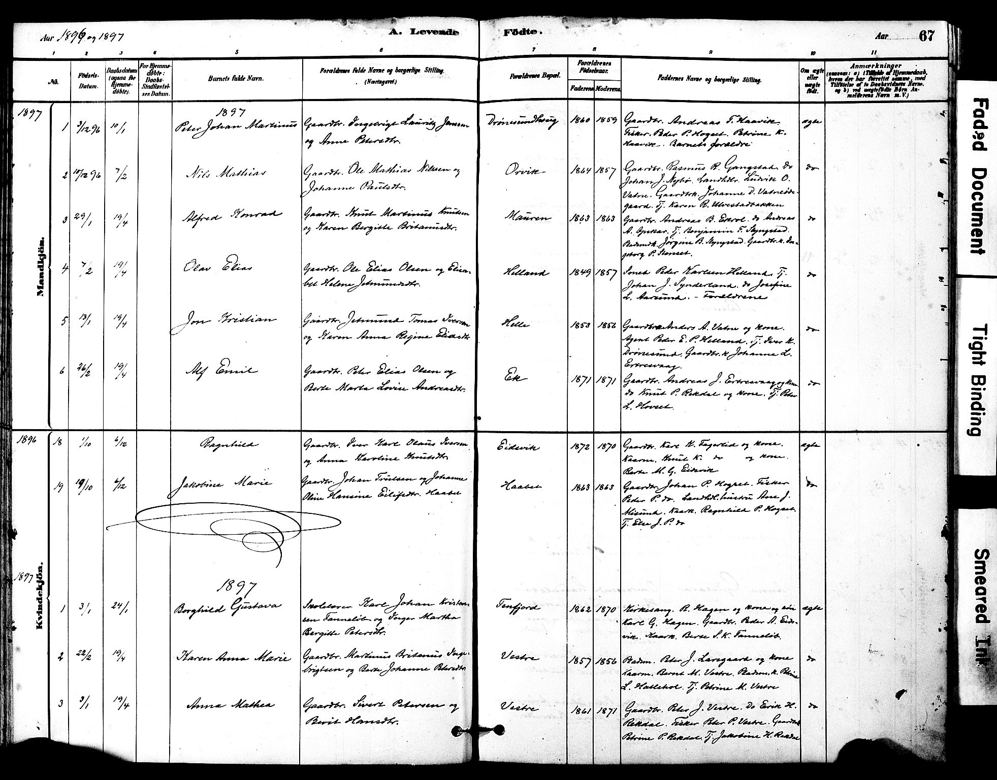 Ministerialprotokoller, klokkerbøker og fødselsregistre - Møre og Romsdal, AV/SAT-A-1454/525/L0374: Parish register (official) no. 525A04, 1880-1899, p. 67