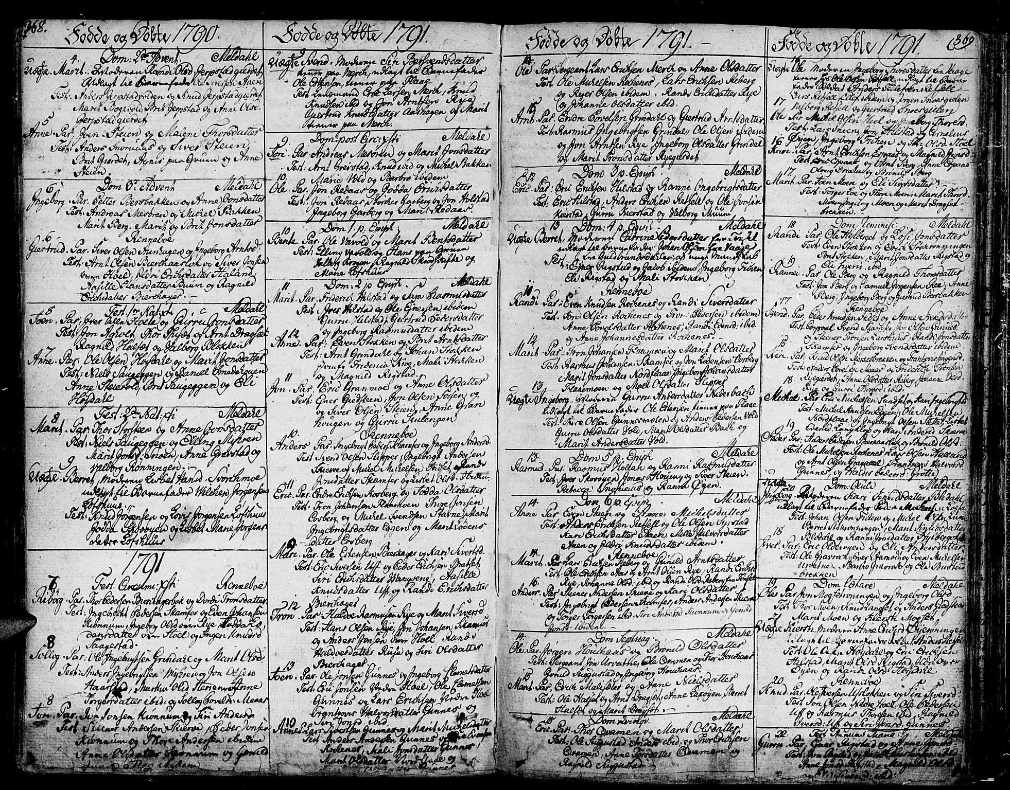 Ministerialprotokoller, klokkerbøker og fødselsregistre - Sør-Trøndelag, SAT/A-1456/672/L0852: Parish register (official) no. 672A05, 1776-1815, p. 368-369